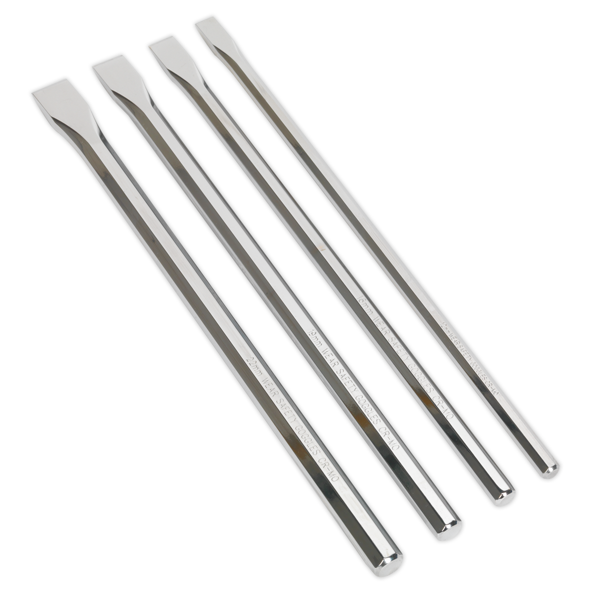 Sealey Chisel Set from Chrome Molybdenum Steel 4 Pieces Extra Long AK9148