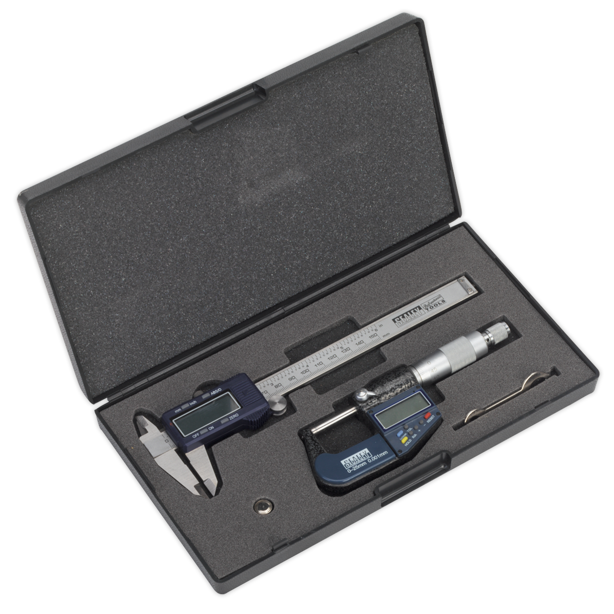 Sealey Digital Measuring Set 2 Pieces Vernier Caliper Micrometer AK9637D