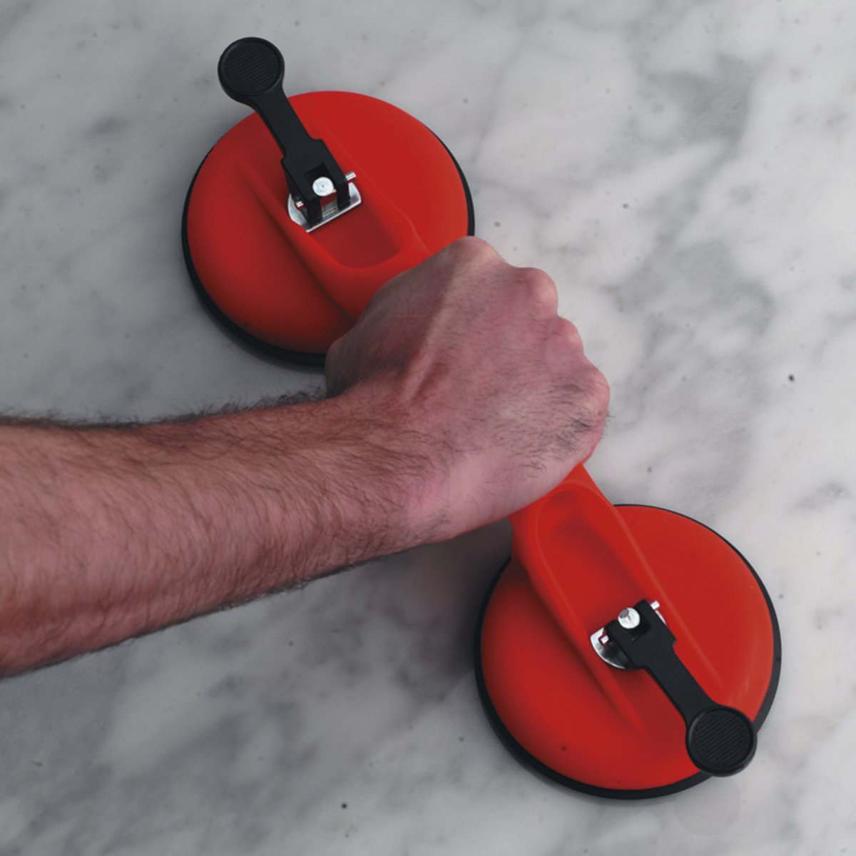 Sealey Suction Gripper Twin Head With Push-Lock Levers 120mm - Red AK9892