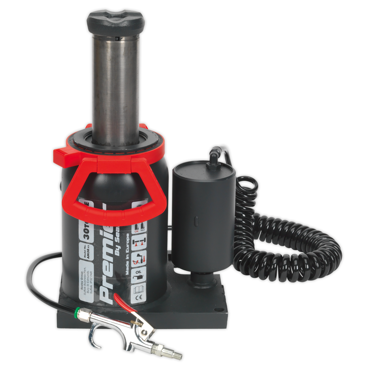 Sealey Bottle Jack 30 Tonne Manual/Air Hydraulic 90° Rotating Pump AM30