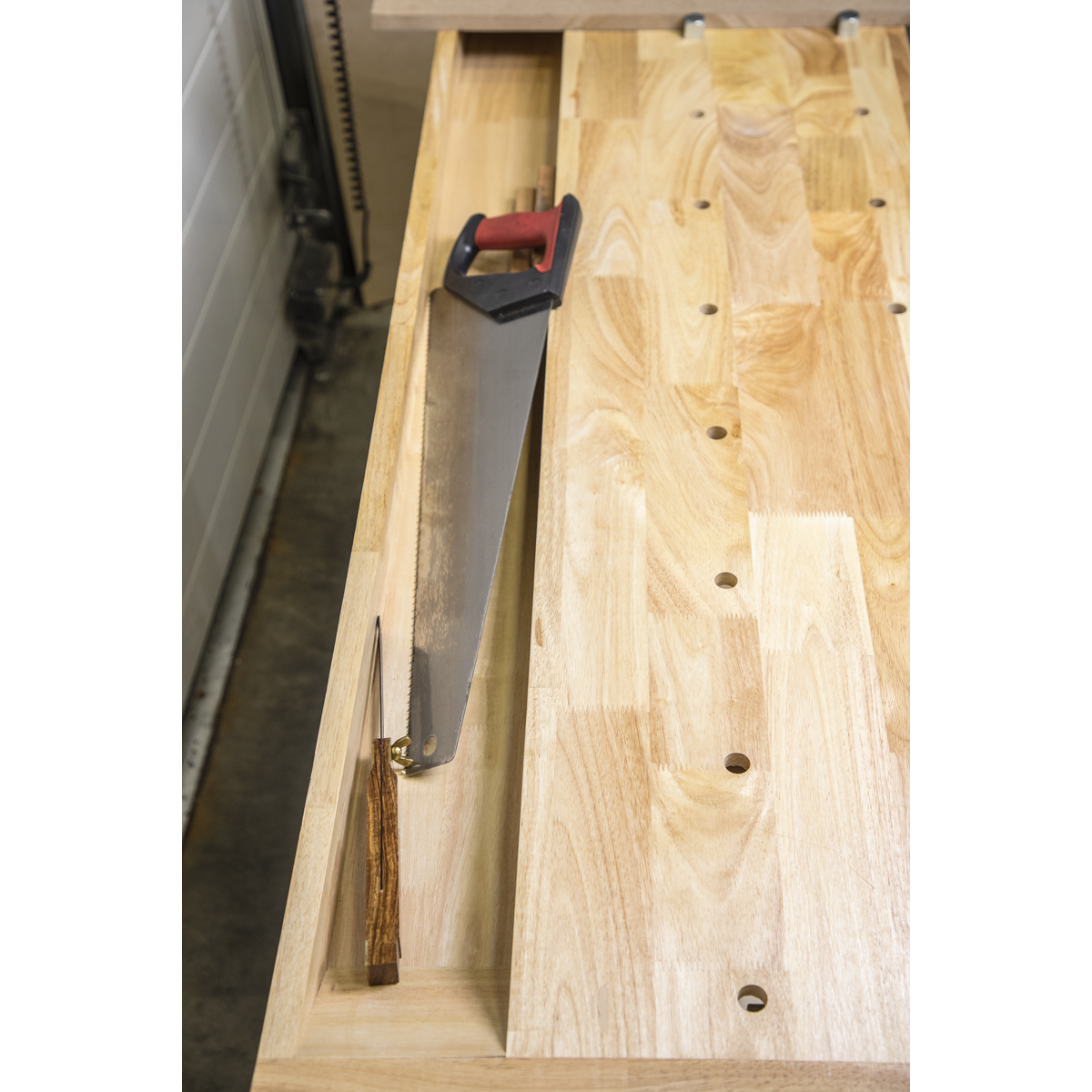 Sealey Woodworking Bench Oak With a Varnished Finish Tool Drawer 1.52mtr AP1520