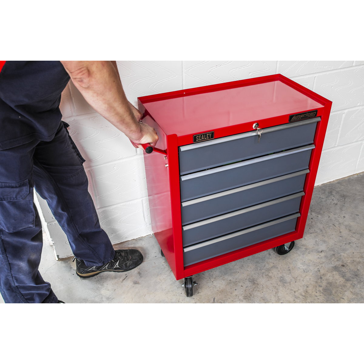 Sealey Rollcab 5 Drawers With Ball Bearing Runners Two Keys - Red/Grey AP22505BB
