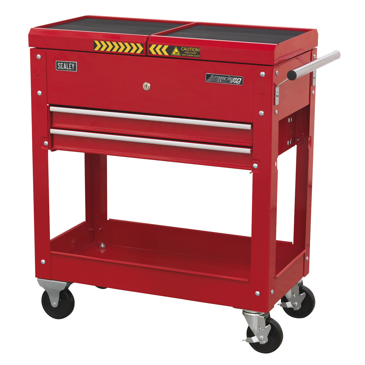 Sealey Mobile Tool & Parts Trolley With Lockable Sliding Top - Red AP705M