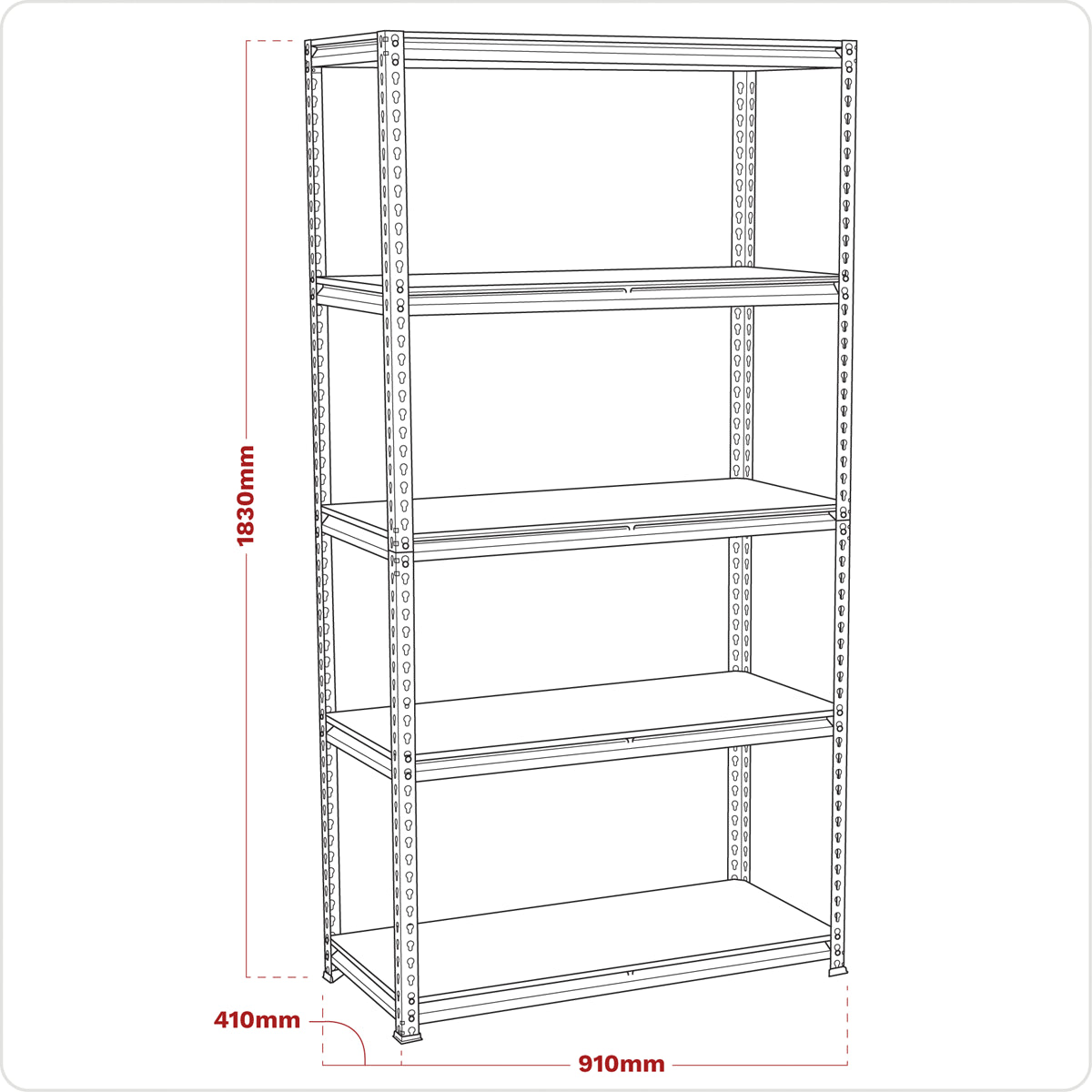 Sealey Racking Unit 5 Level 200kg Capacity Per Level Steel Frame AP7200