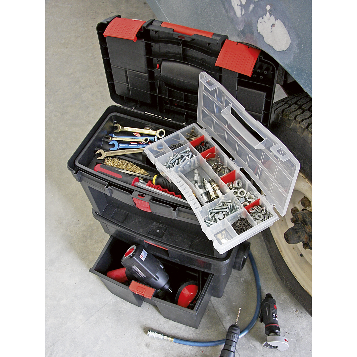 Sealey Mobile Tool Chest Box With Tote Tray & Removable Assortment Storage AP850