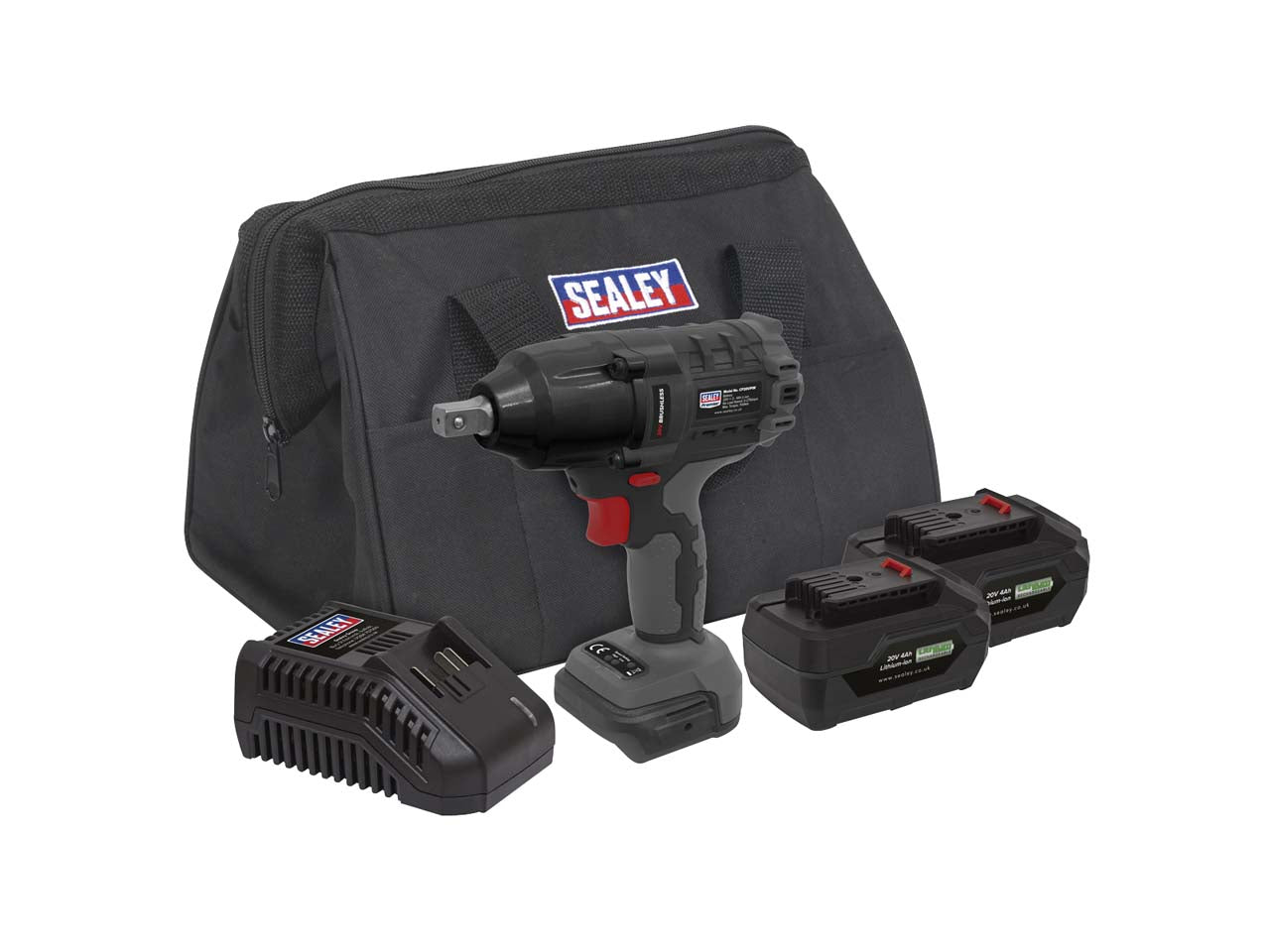 Sealey 20V 2x4Ah 1/2" Square Drive 700Nm Brushless Impact Wrench Kit CP20VPIWKIT