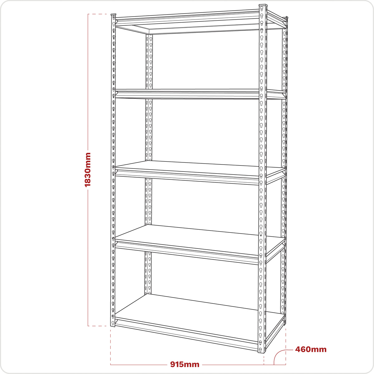 Sealey Racking Unit With 5 Chipboard Shelves 340kg Capacity Per Level AP900R