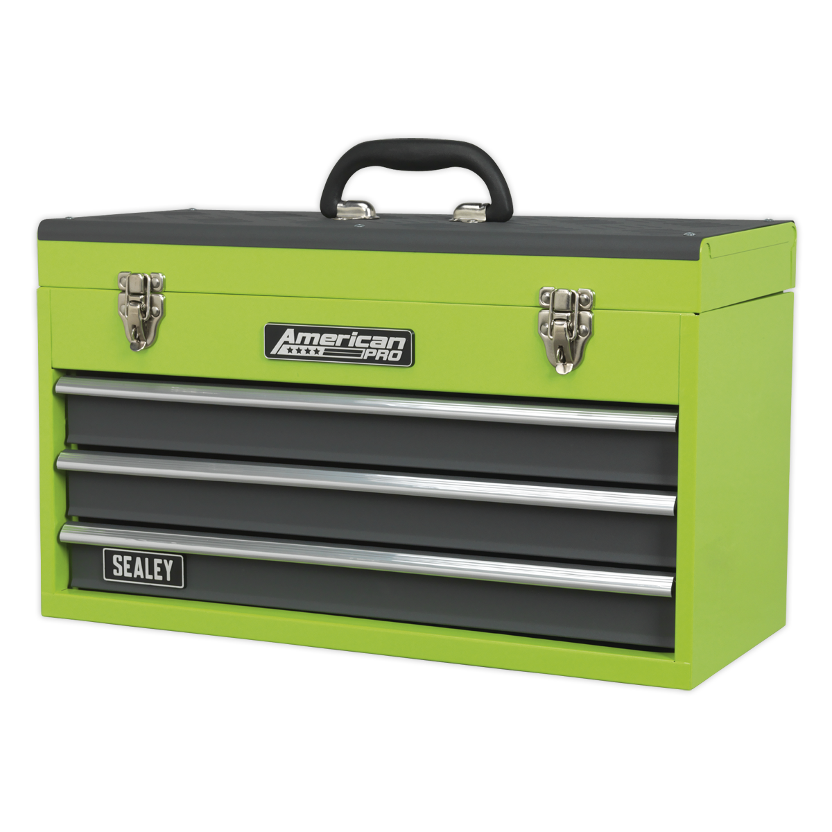 Sealey Tool Chest Box 3 Drawers Portable Ball Bearing Runners HiVis AP9243BBHV