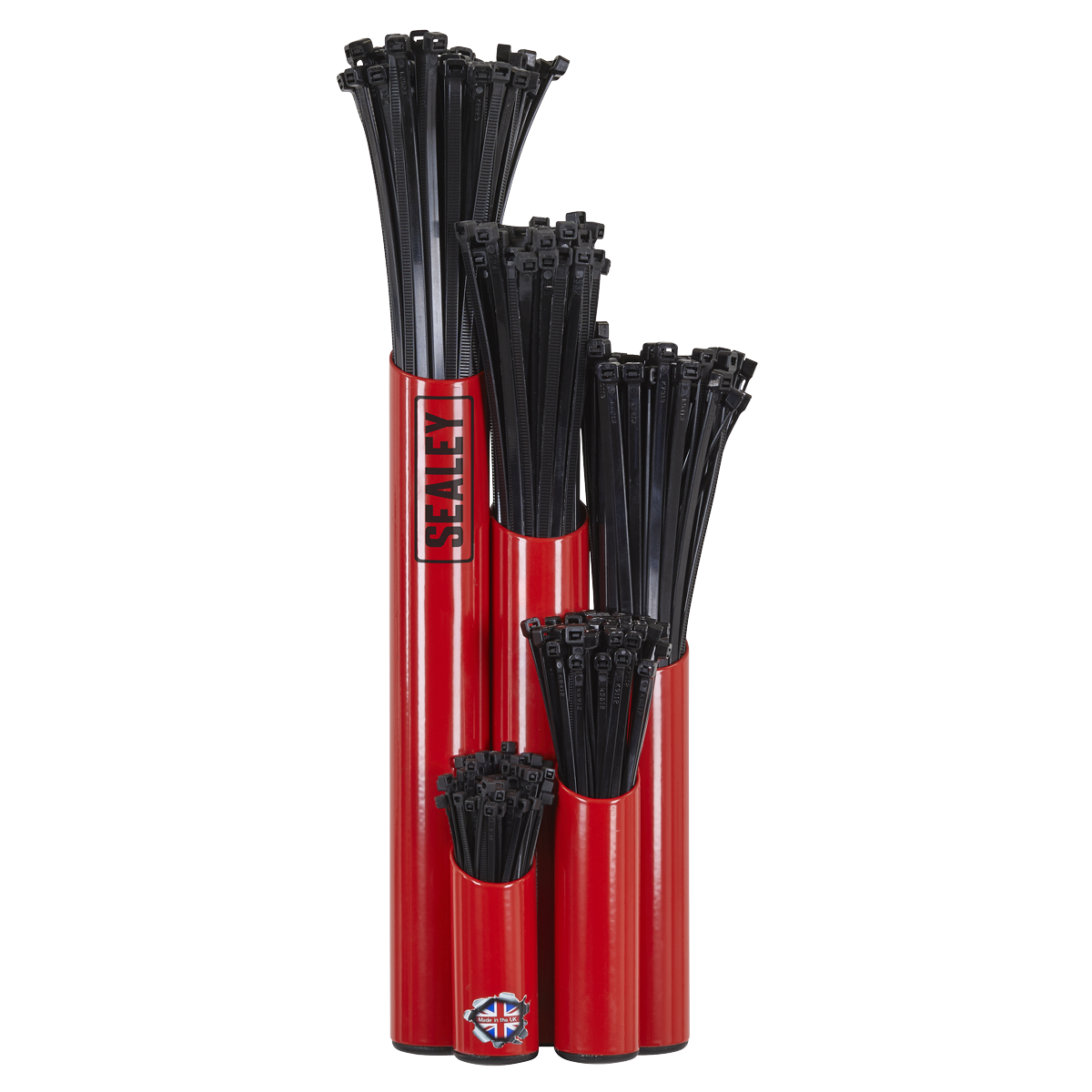 Sealey Large Magnetic Steel Cable Tie Holder With 500 Cable Ties Red APCTHRXL