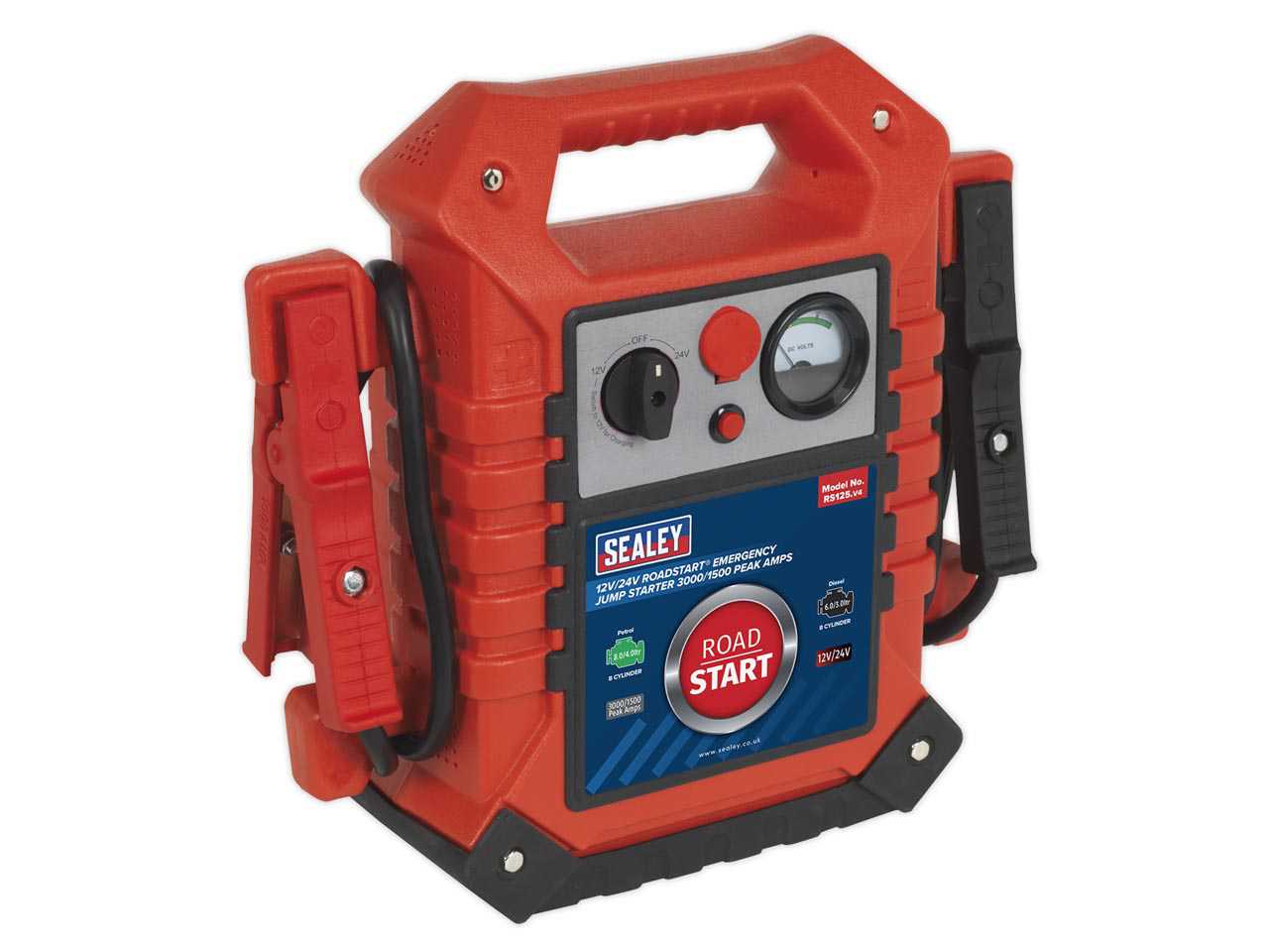 Sealey RoadStart Emergency Power Pack 12/24V 3000 Peak Amps Jump Starter RS125