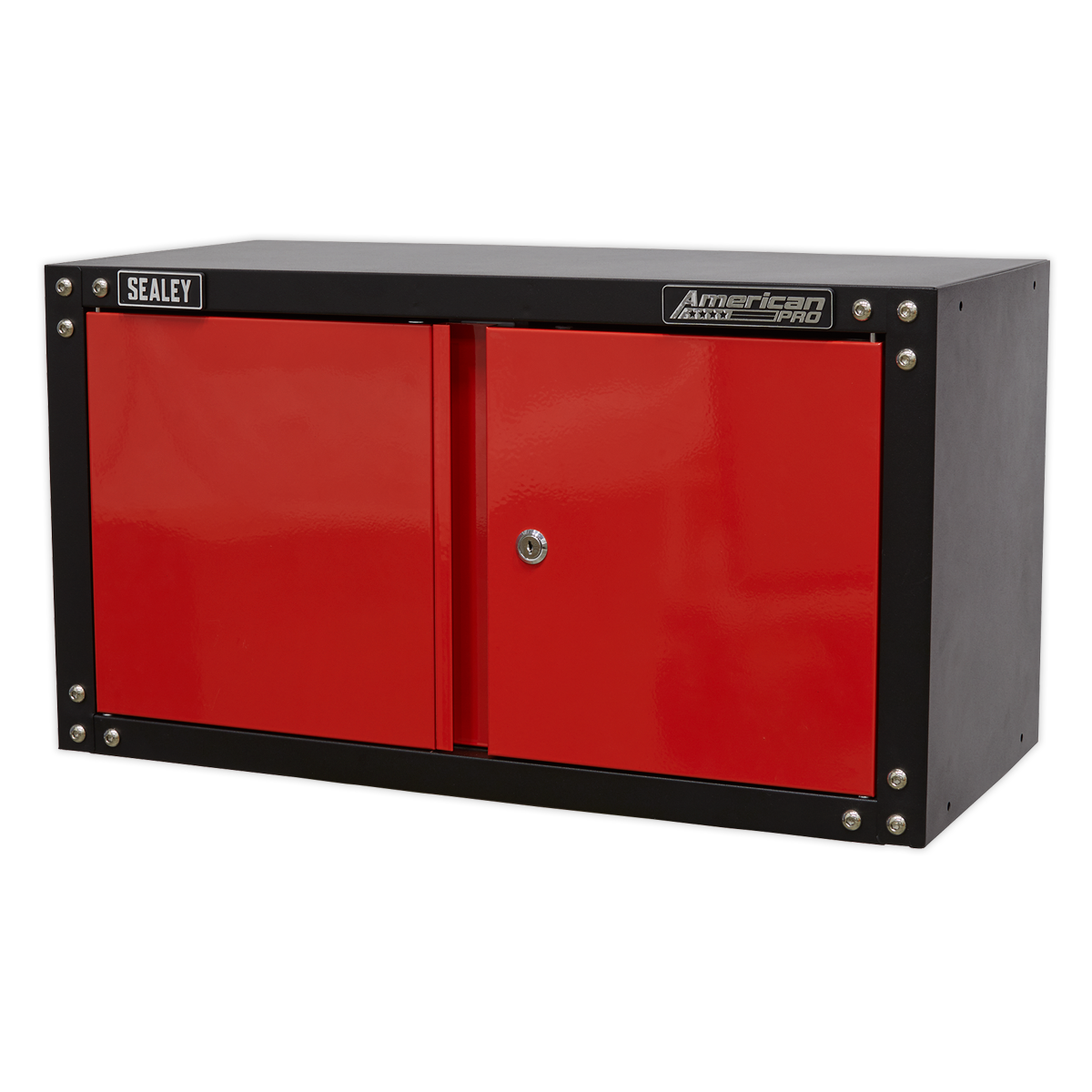 Sealey Modular 2 Door Wall Cabinet With Lock & Two Keys 665mm Red/Black APMS85