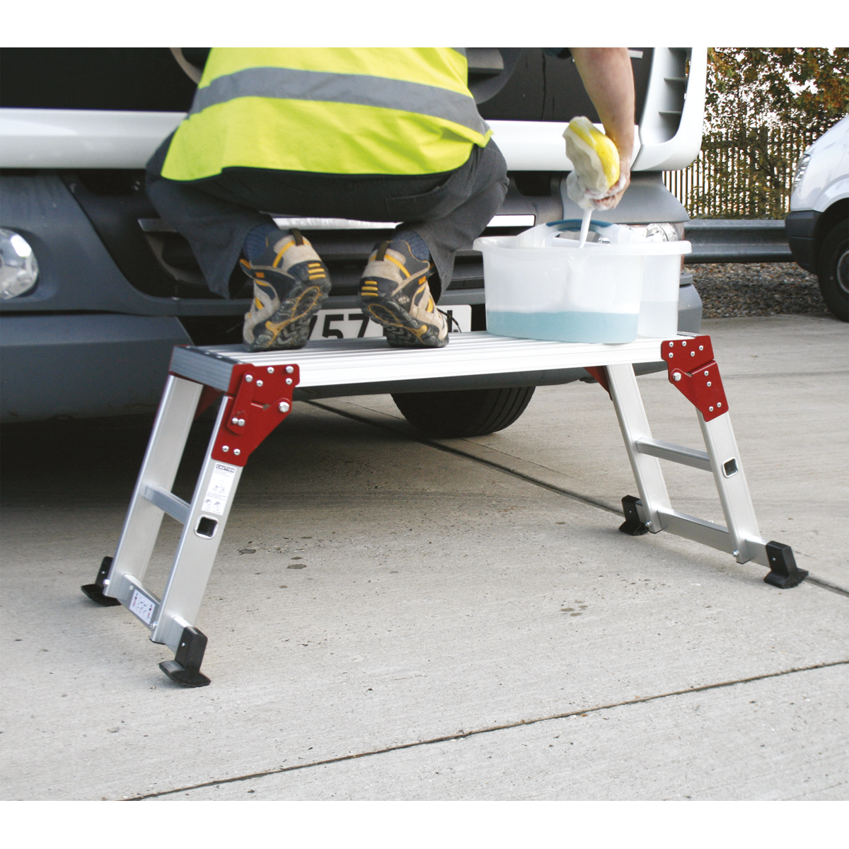 Sealey Folding Platform Aluminium 2 Steps 150kg Capacity 500mm Height APS2