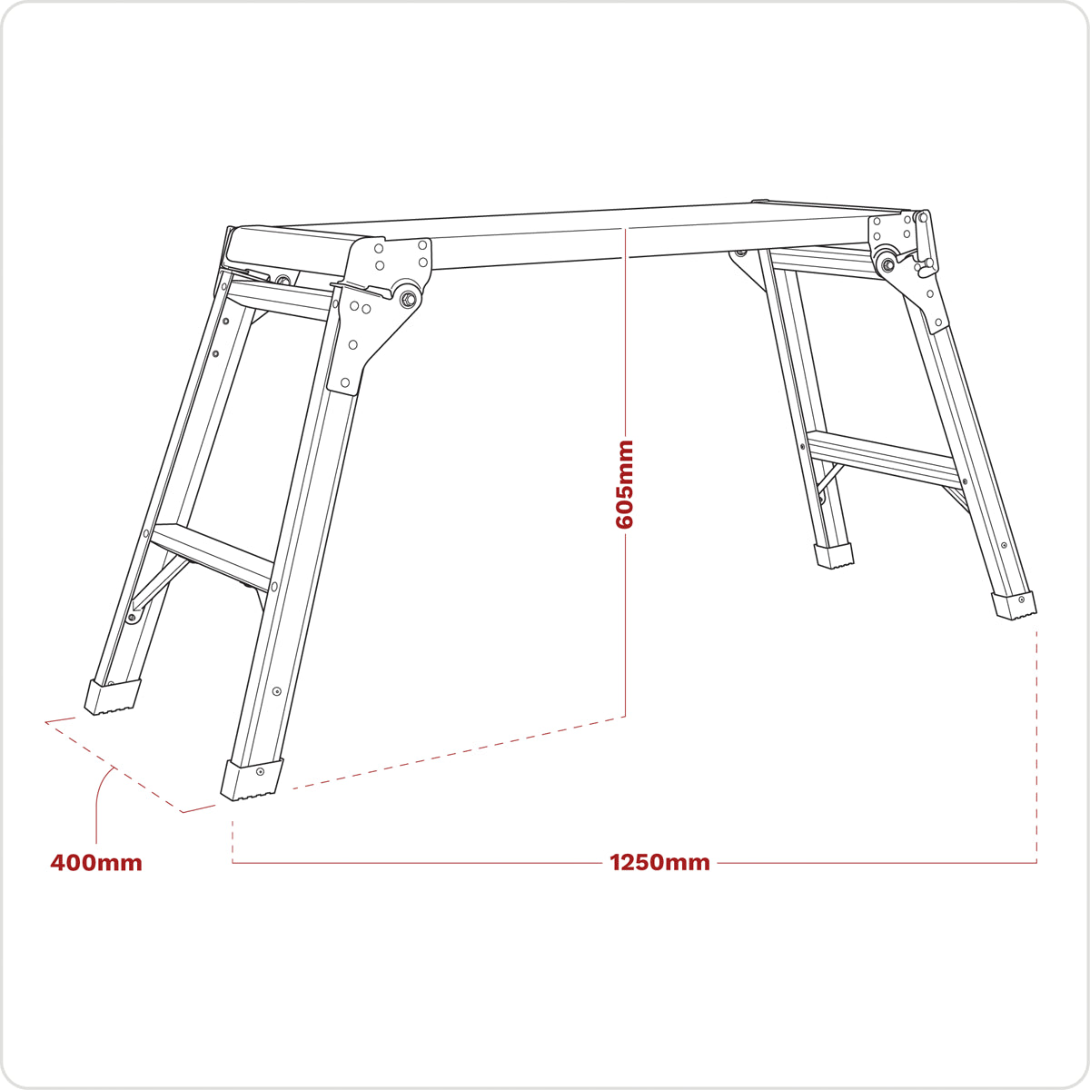Sealey Folding Platform Aluminium 2 Steps 150kg Capacity 605mm Height APS2E