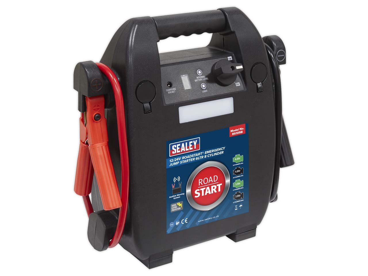 Sealey 12V 24V RoadStart Emergency Jump Starter For 6 Litres 8 Cylinder RS105B
