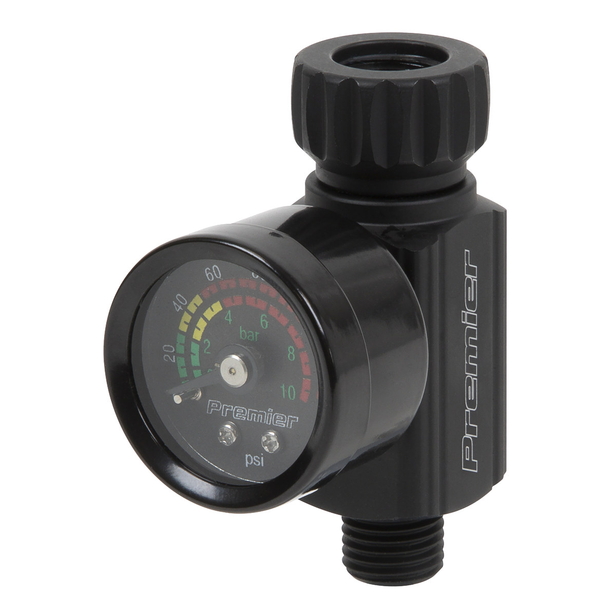 Premier On-Gun Air Pressure Regulator Gauge With Glass Lens High Pressure & Flow
