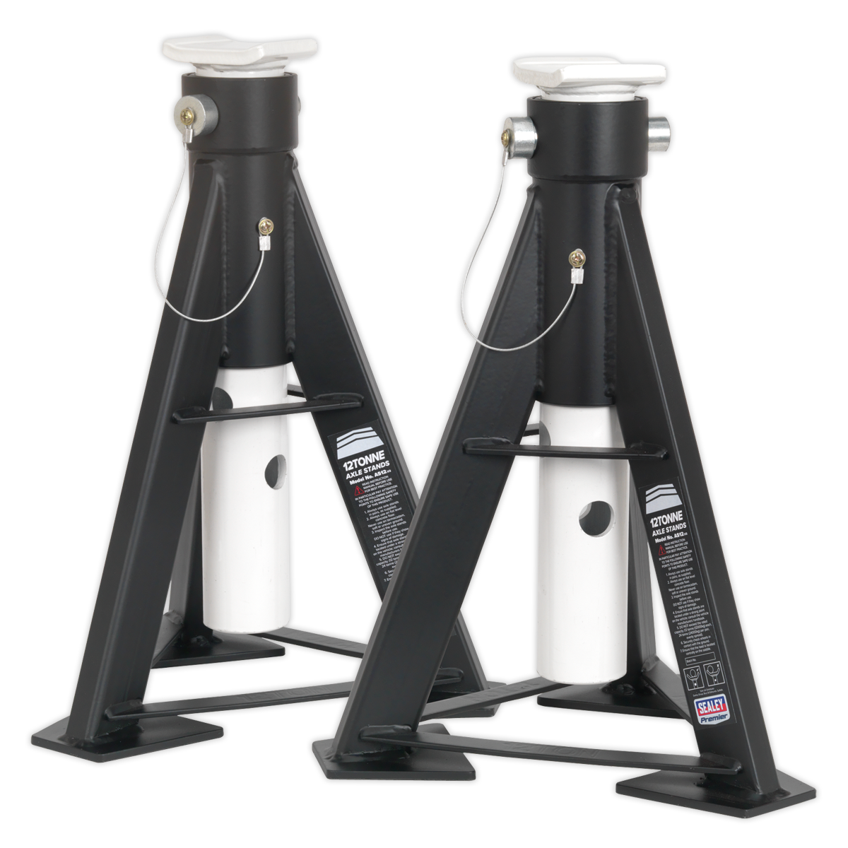 Sealey 2x Heavy Duty Axle Stands 12 Tonne Capacity/Stand 24 Tonne/Pair AS12