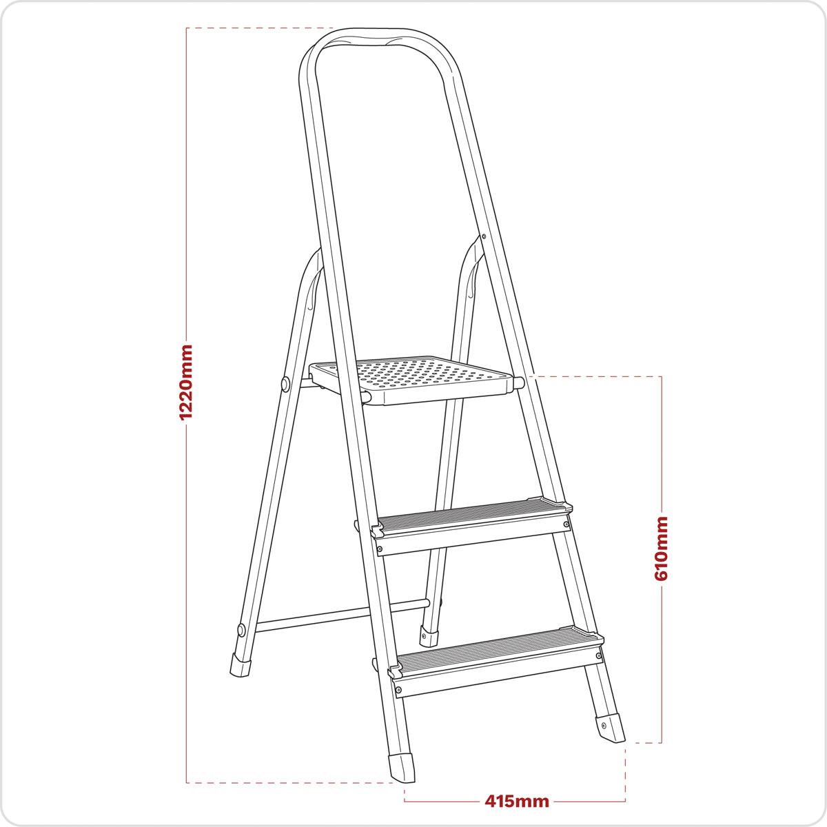 Sealey Aluminium Step Ladder 3-Tread 80mm Deep Non-Slip Steps EN 131 ASL3S