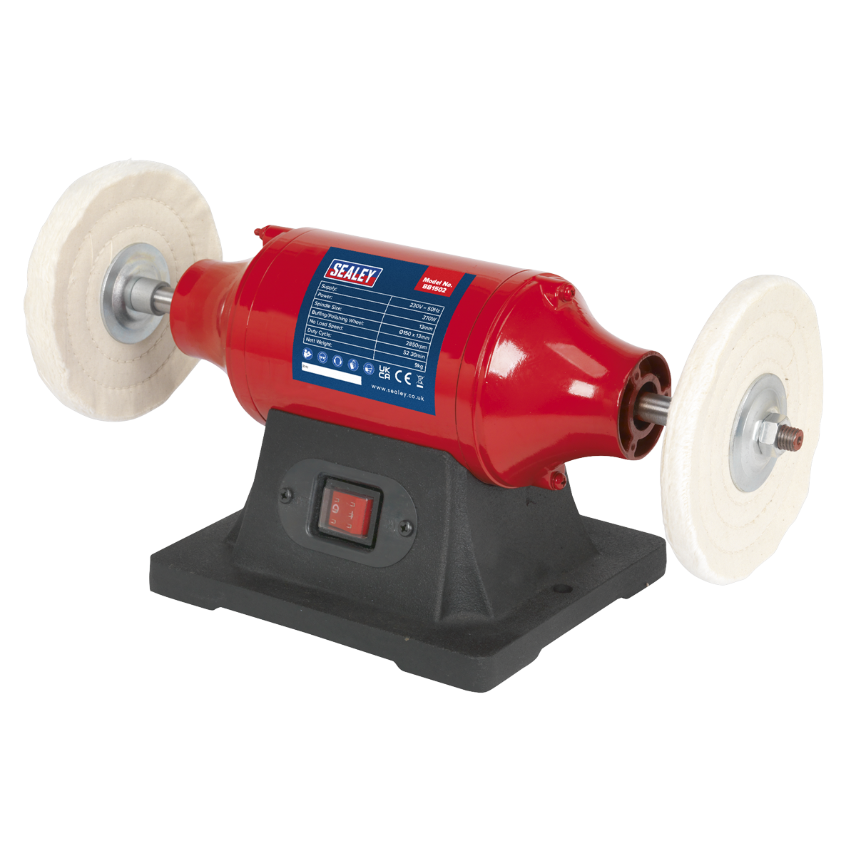 Sealey Bench Mounting Buffer/Polisher 150mm 370W/230V 3-Pin Plug BB1502