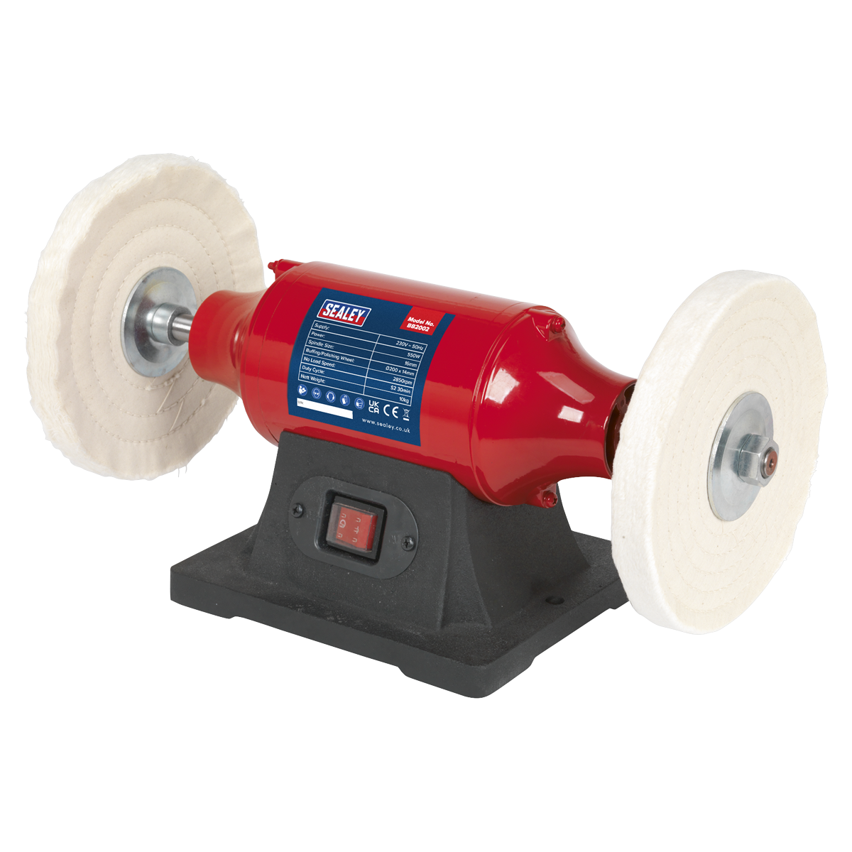 Sealey Bench Mounting Buffer/Polisher 200mm 550W/230V 3-Pin Plug BB2002