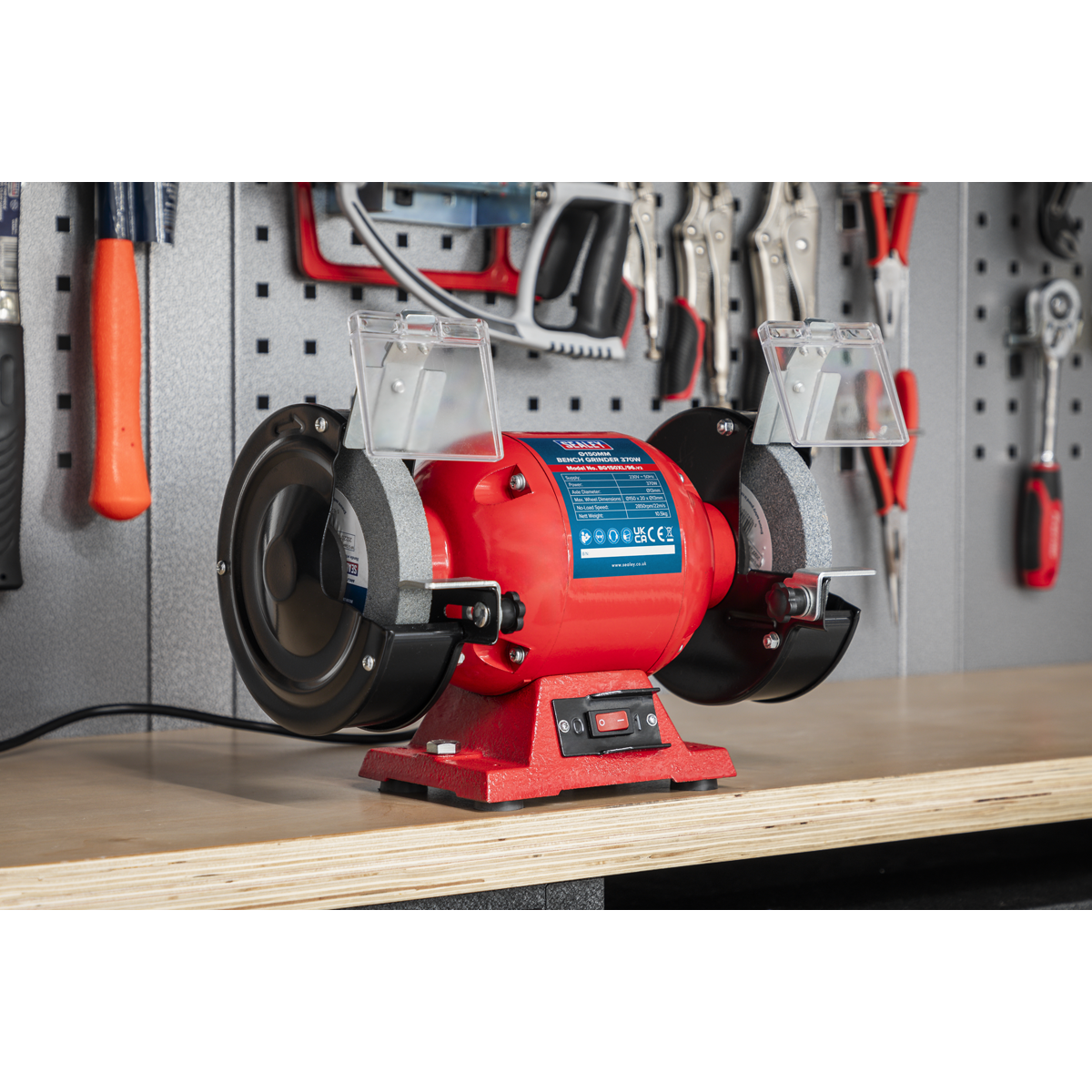 Sealey Bench Grinder 150mm 370W/230V Eye Shields Included 3-Pin Plug BG150XL/96