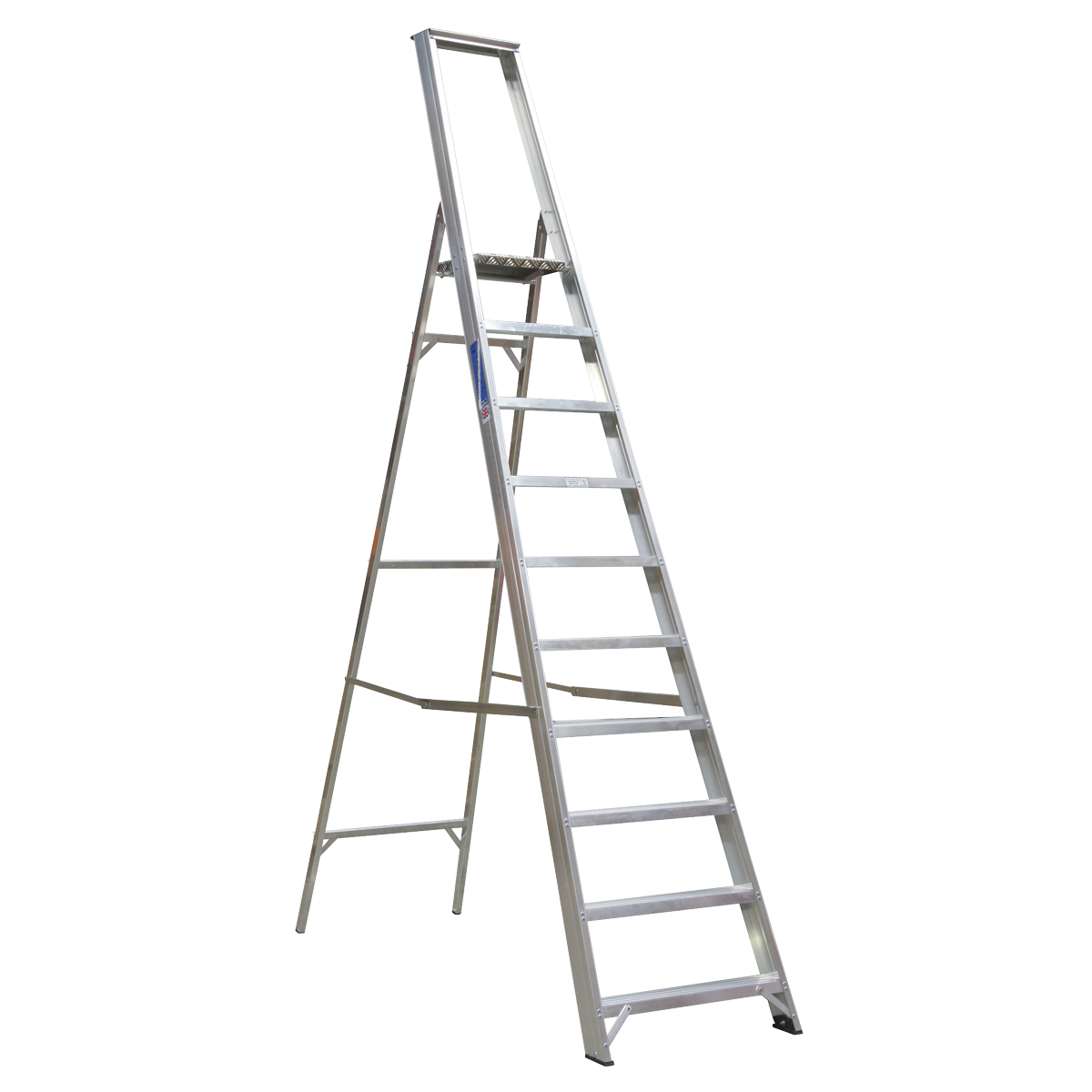 Sealey Industrial Step Ladder Aluminium 10 Steps 150kg Capacity 3.7m AXL10