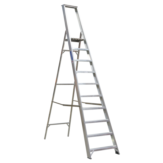 Sealey Industrial Step Ladder Aluminium 10 Steps 150kg Capacity 3.7m AXL10