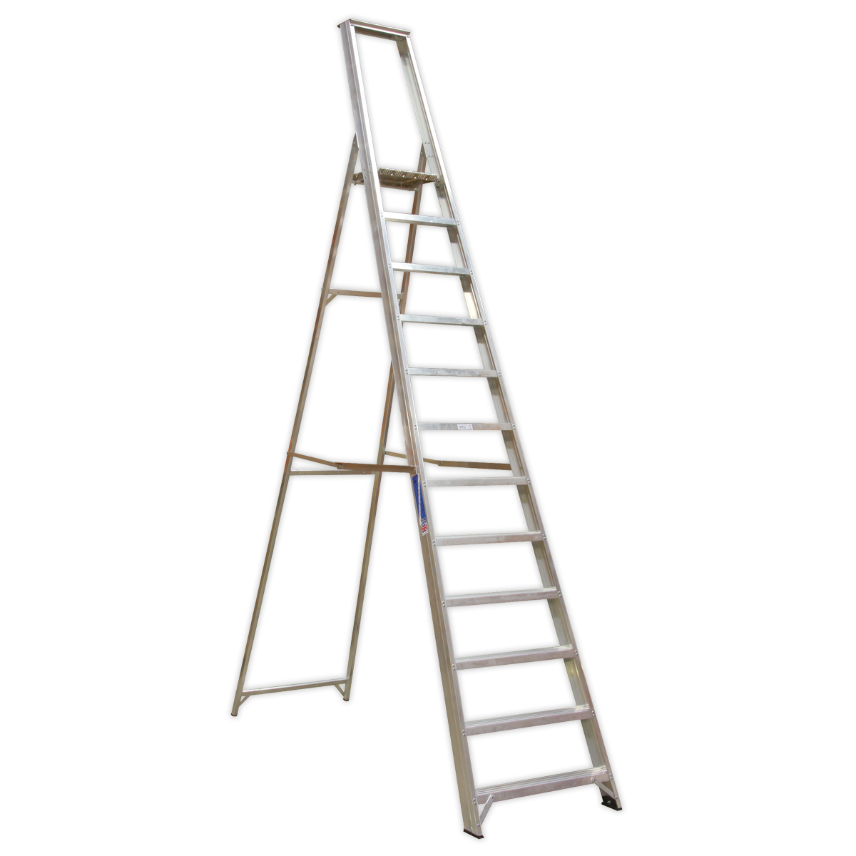 Sealey Industrial Step Ladder Aluminium 12 Steps 150kg Capacity 4.1m AXL12