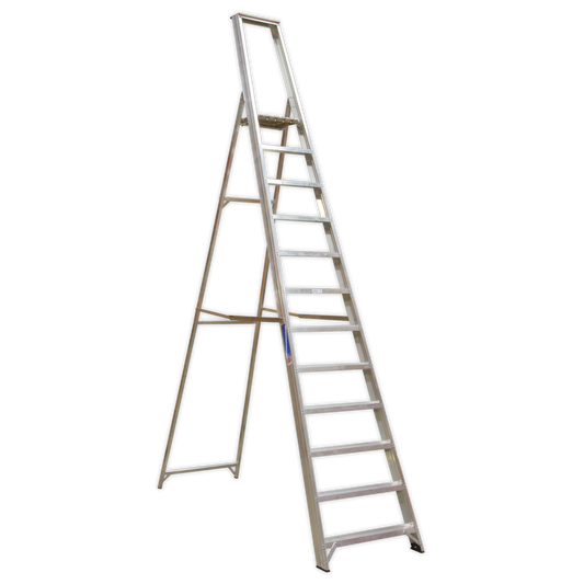 Sealey Industrial Step Ladder Aluminium 12 Steps 150kg Capacity 4.1m AXL12