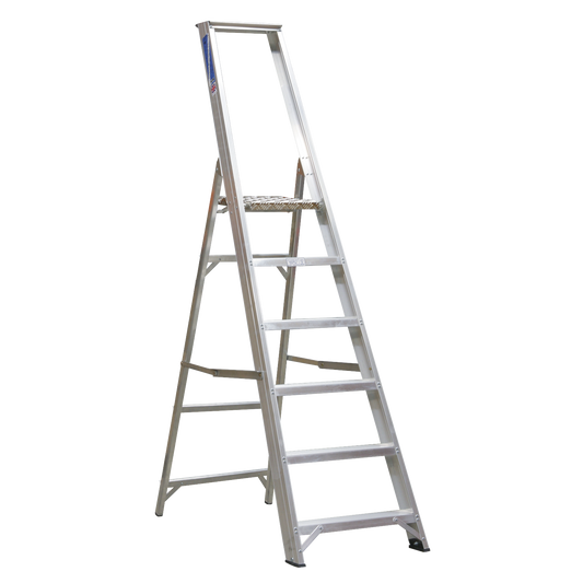 Sealey Industrial Step Ladder Aluminium 6 Steps 150kg Capacity 2.8m Height AXL6