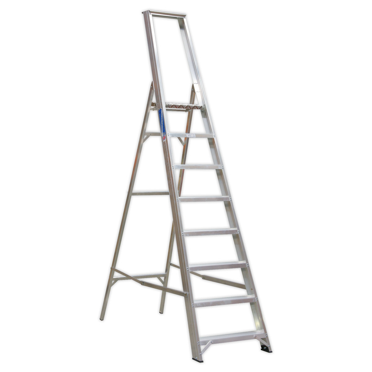 Sealey Industrial Step Ladder Aluminium 8 Steps 150kg Capacity 3.2m Height AXL8