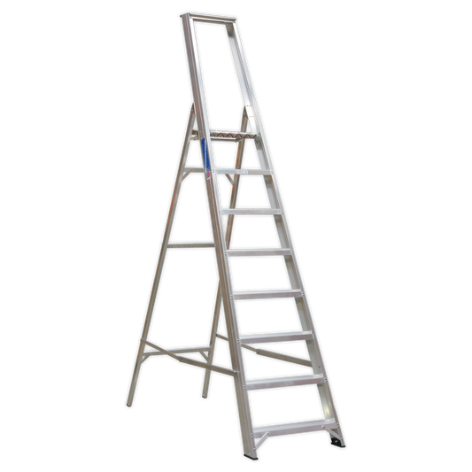Sealey Industrial Step Ladder Aluminium 8 Steps 150kg Capacity 3.2m Height AXL8