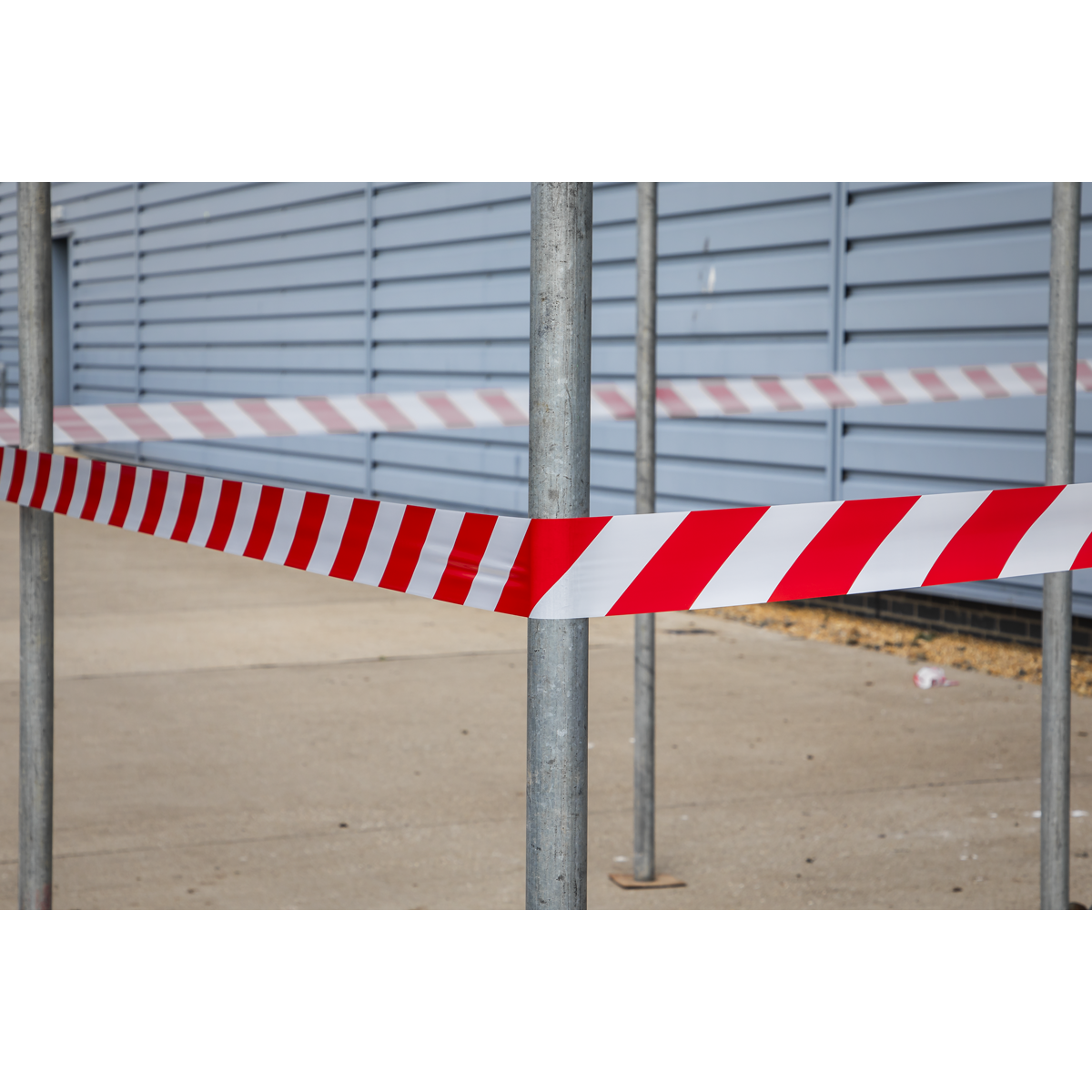 Sealey Hazard Warning Barrier Tape 80mm x 100m Red White Non Adhesive BTRW