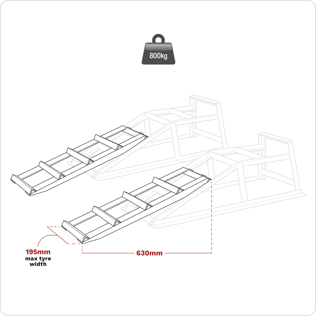 Sealey Steel Construction Car Ramp Extensions 400kg Each/800kg per Pair CAR2001