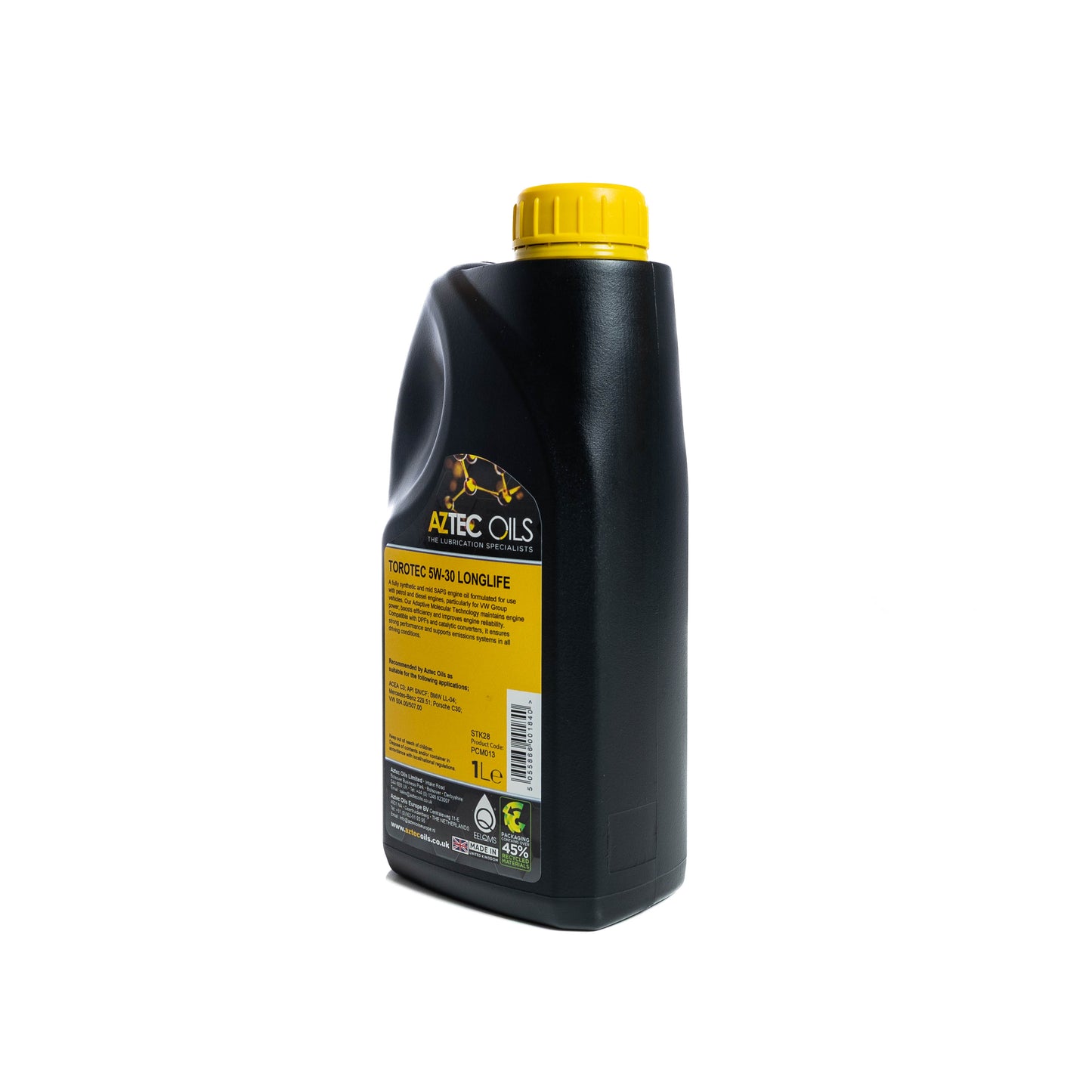 Engine Oil 1L TOROTEC 5W-30 Longlife Fully Synthetic Aztec Oils PCM013-S10