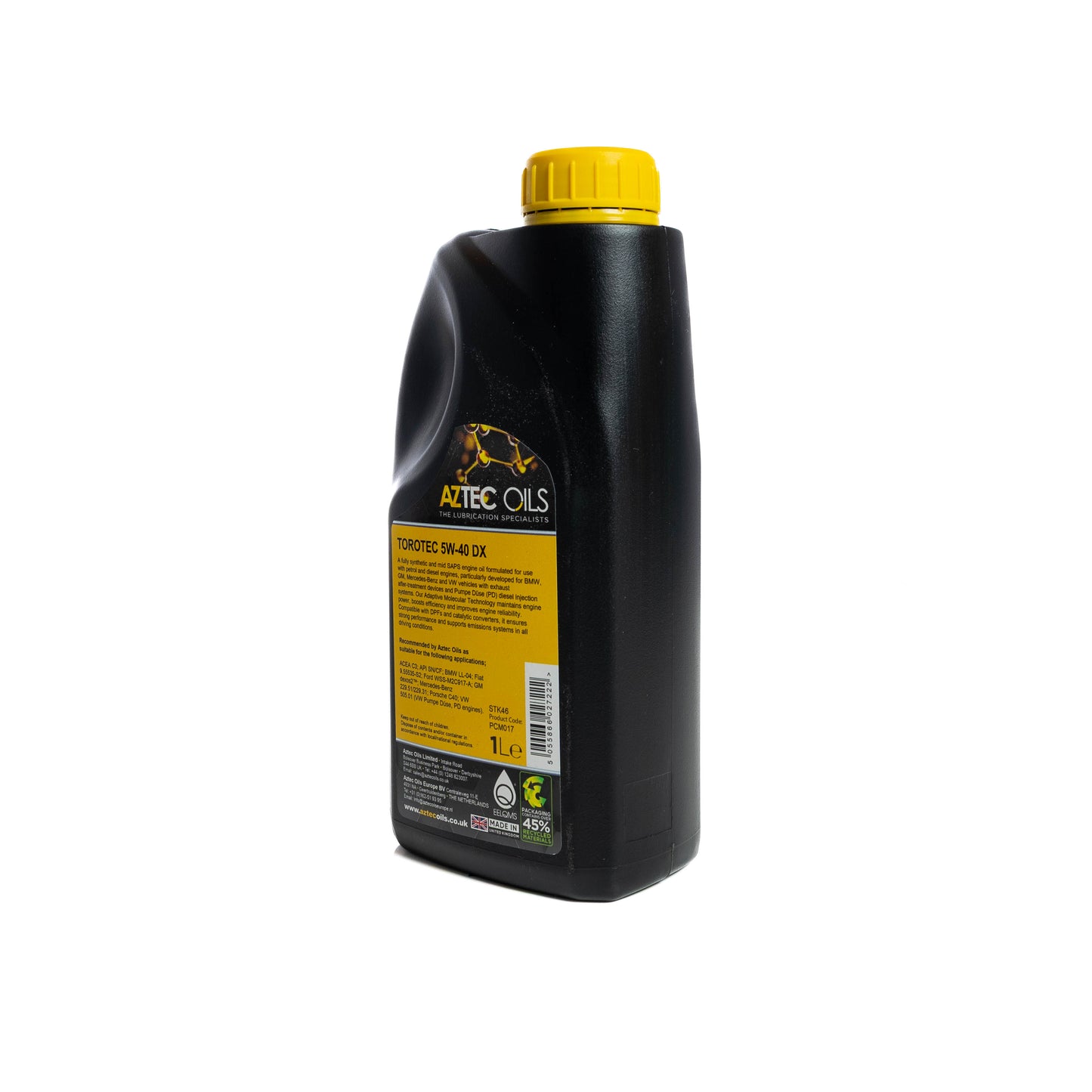 Engine Oil 1L TOROTEC 5W-40 DX Fully Synthetic Aztec Oils PCM017-S10