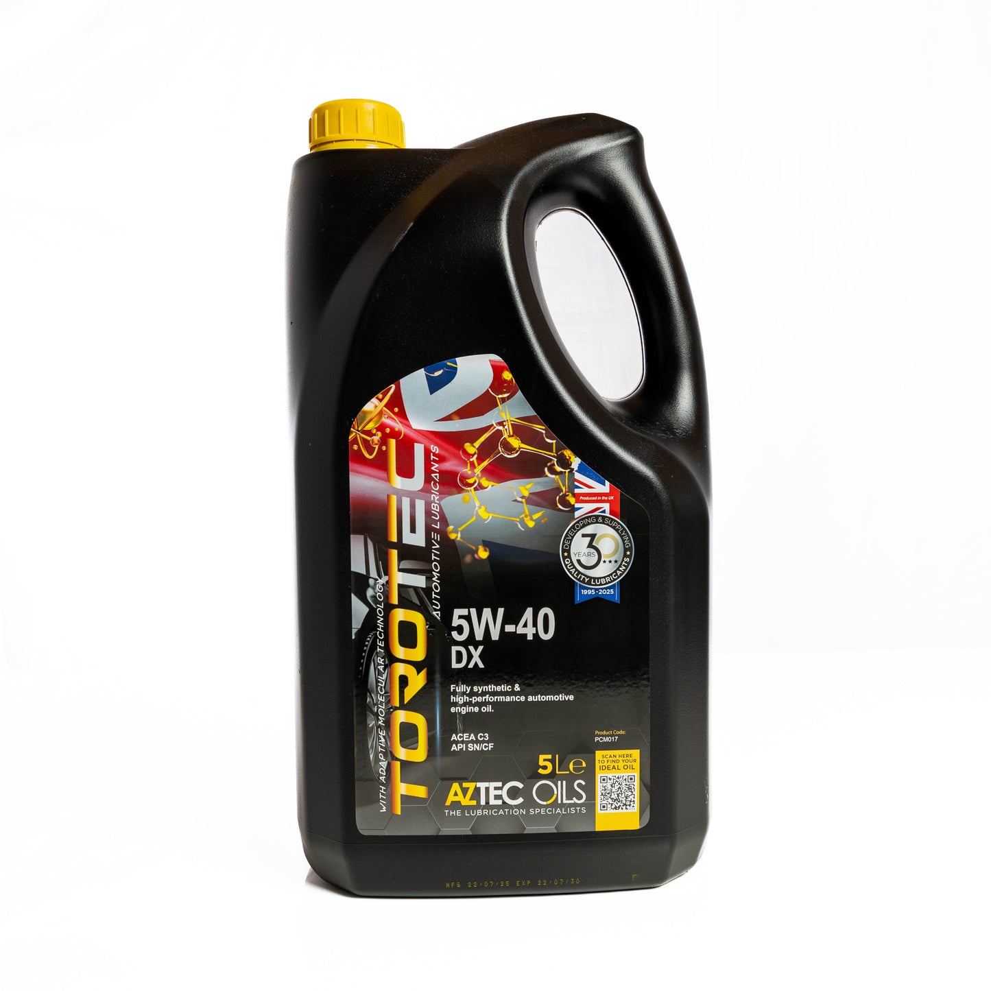Engine Oil 5L TOROTEC 5W-40 DX Fully Synthetic Aztec Oils PCM017-S50