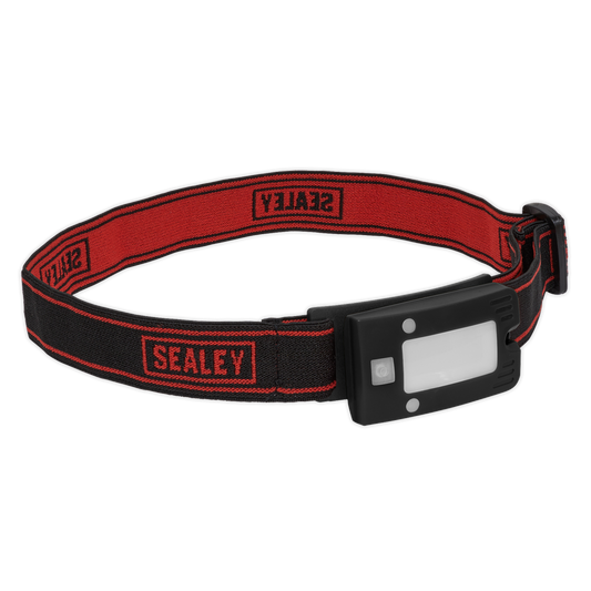 Sealey 2W COB LED Rechargeable Head Torch Flash Light Auto Sensor Black LED360HT