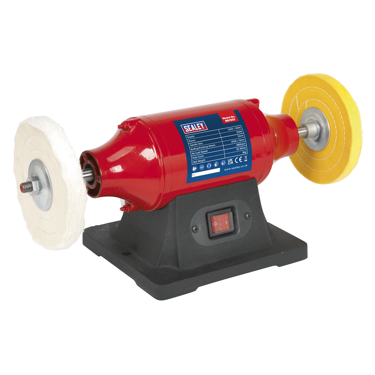 Sealey Bench Mounting Buffer/Polisher 150mm 370W/230V 3-Pin Plug BB1502