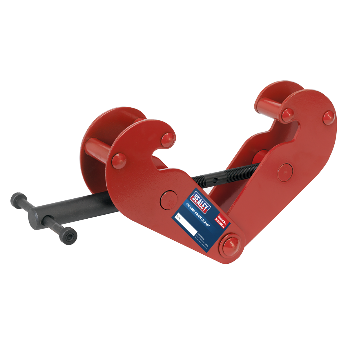Sealey Beam Clamp 1 Tonne Adjustable Width 75-220mm Low Profile Red BC1000