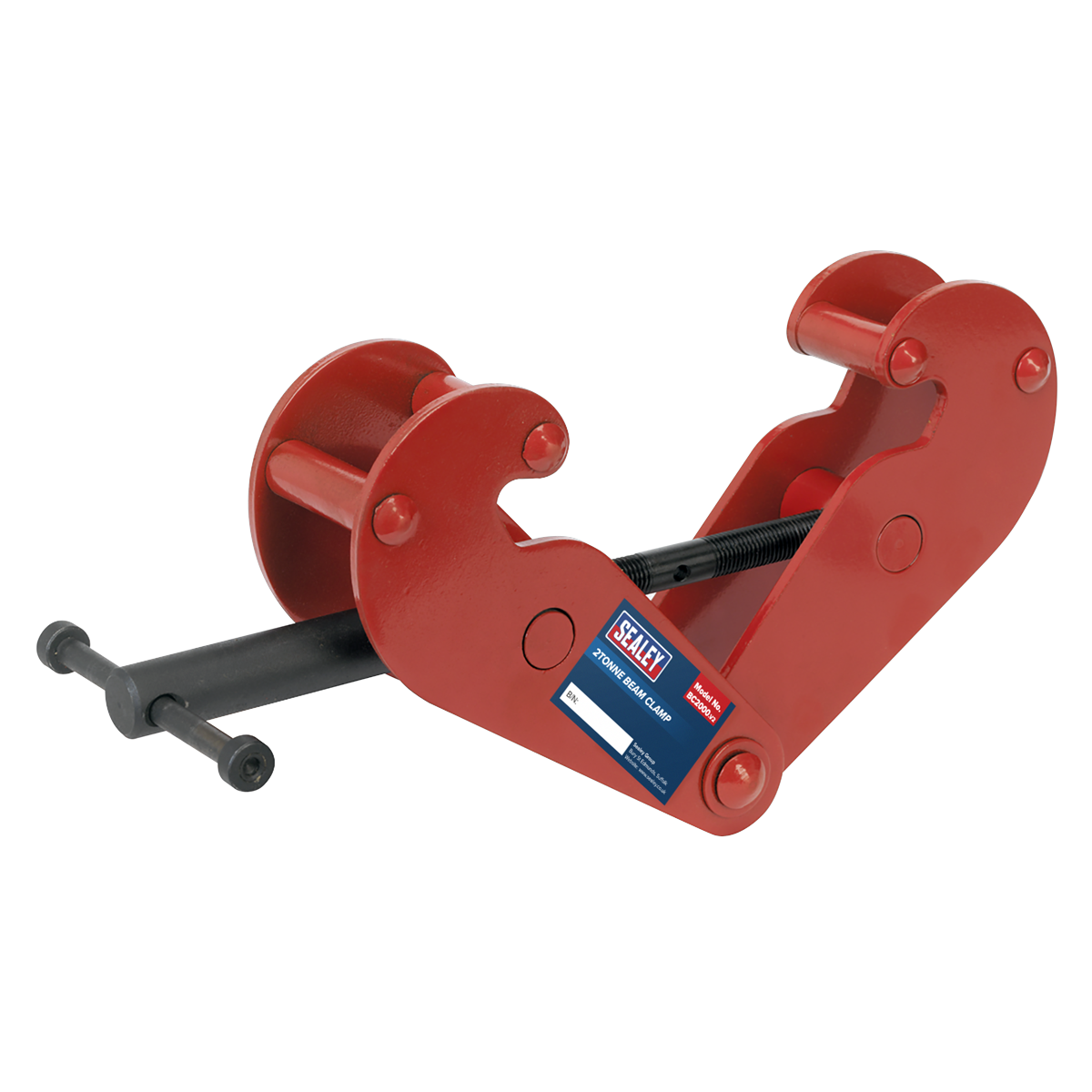 Sealey Beam Clamp 2 Tonne Adjustable Width 75-220mm Low Profile Red BC2000