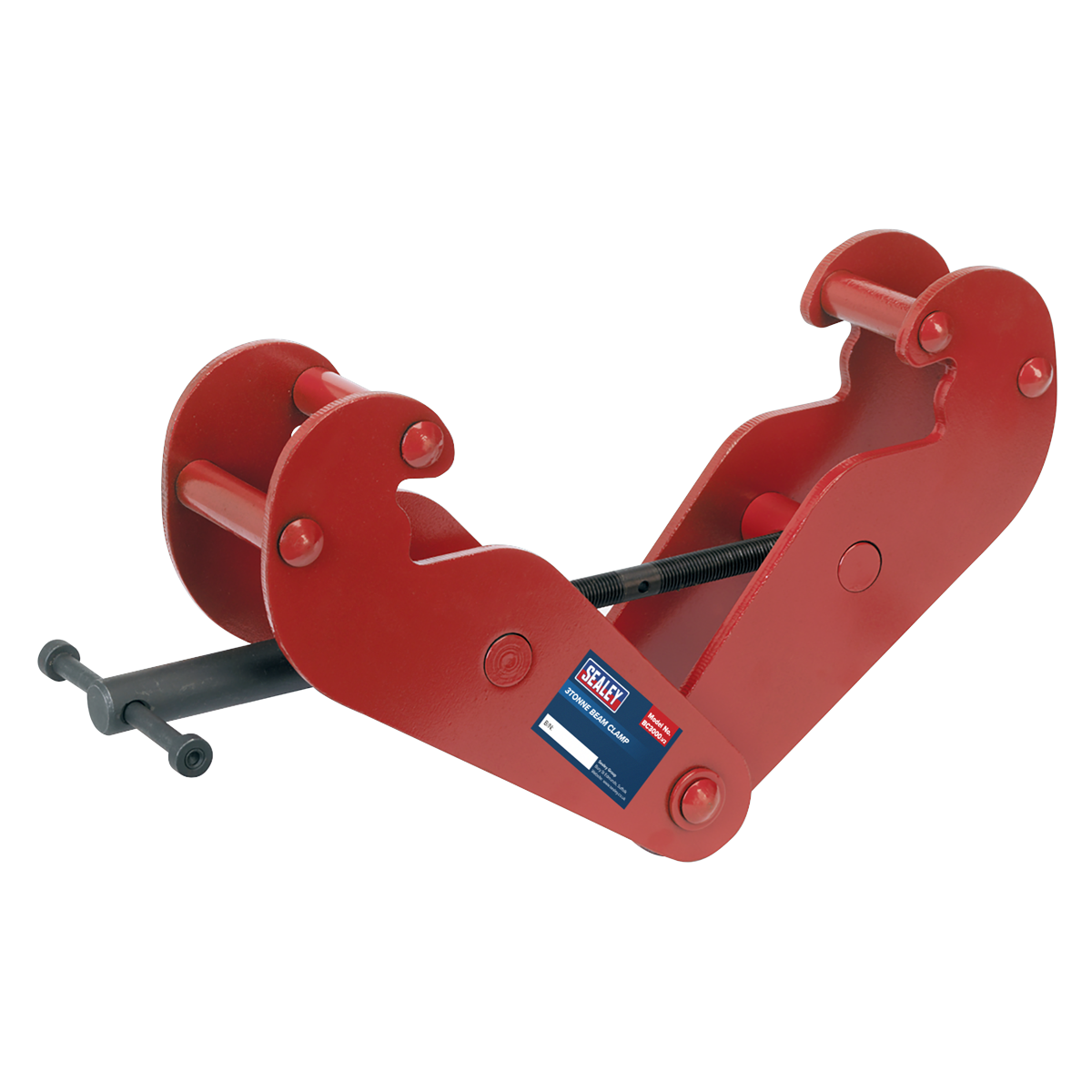 Sealey Beam Clamp 3 Tonne Adjustable Width 80-320mm Low Profile Red BC3000