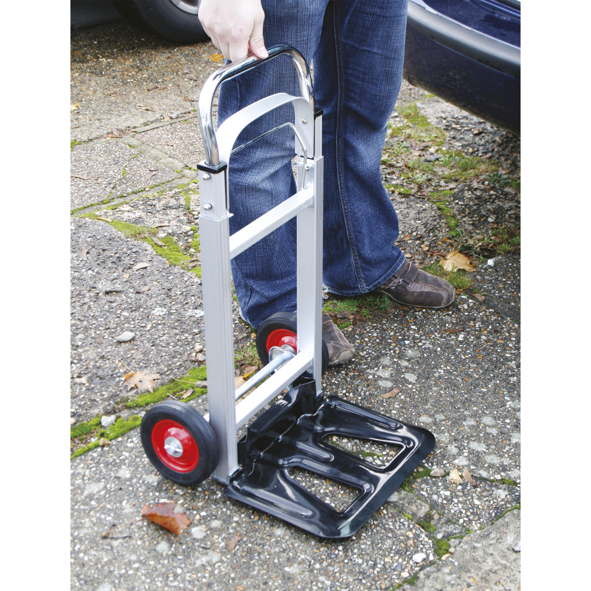 Sealey Folding Sack Truck With Lightweight Aluminium Frame 90kg Capacity CST980