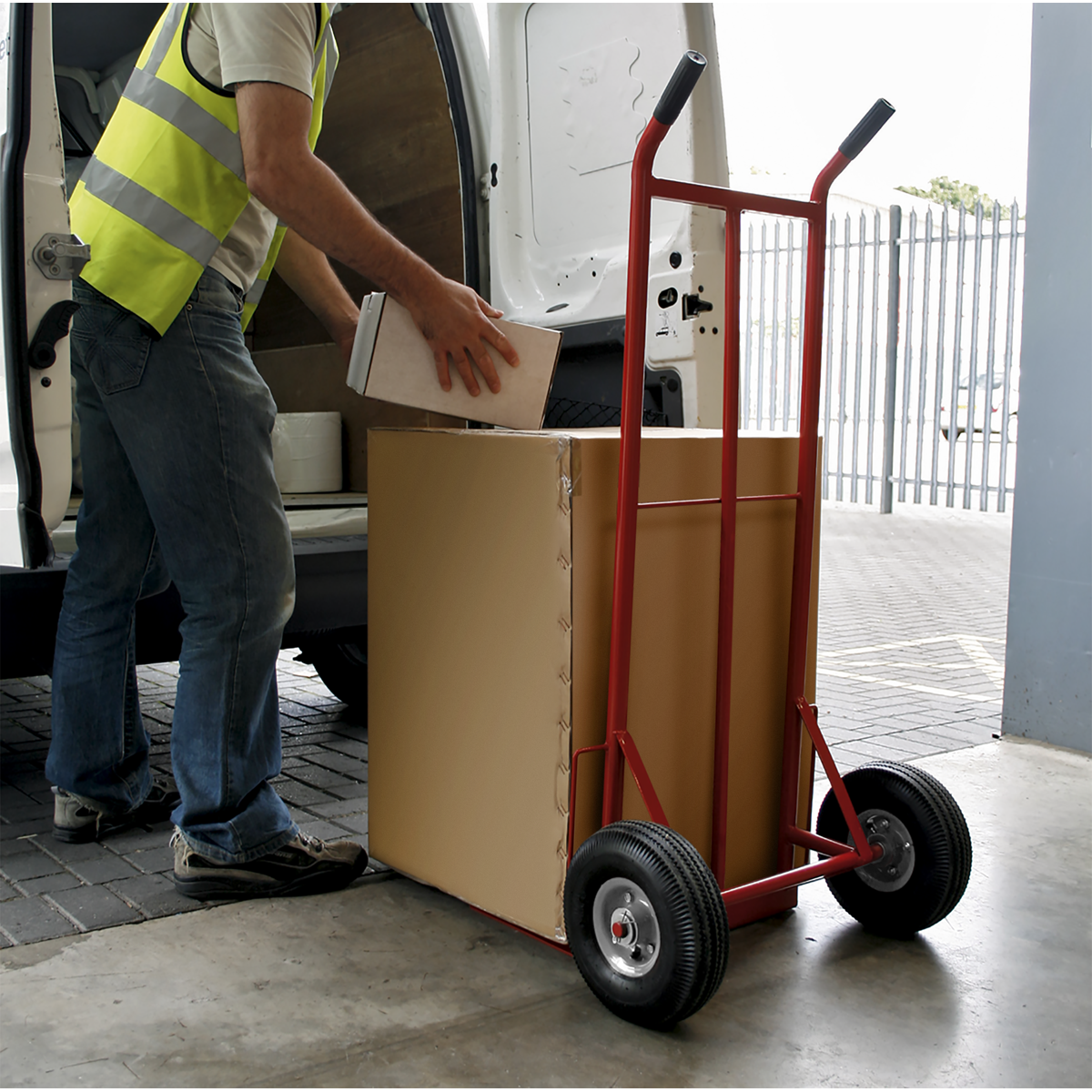 Sealey Folding Sack Truck With Pneumatic Tyres 250kg Capacity Red CST990