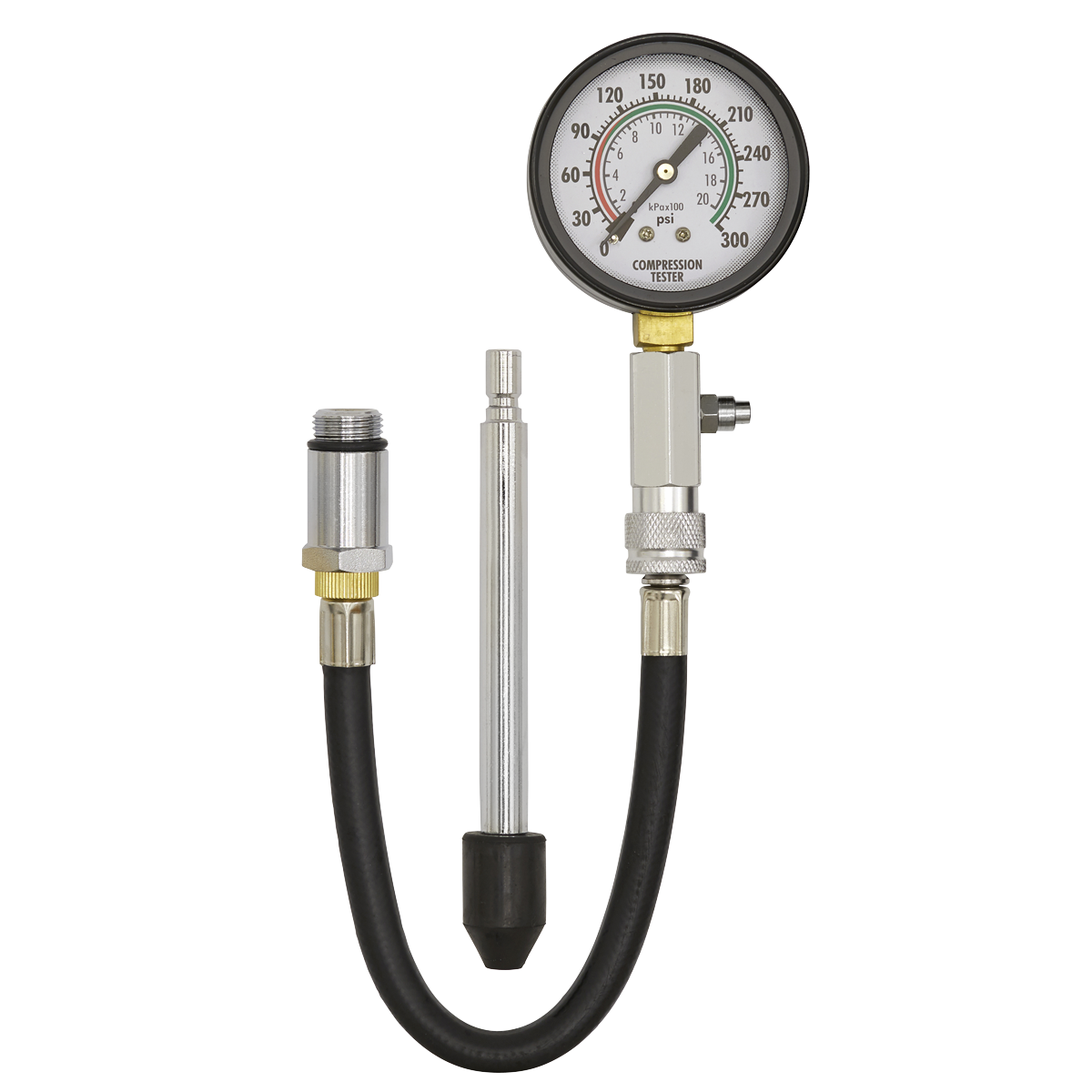 Sealey Petrol Engine Compression Test Kit Large Easy-To-Read Gauge 3 Pcs CT951