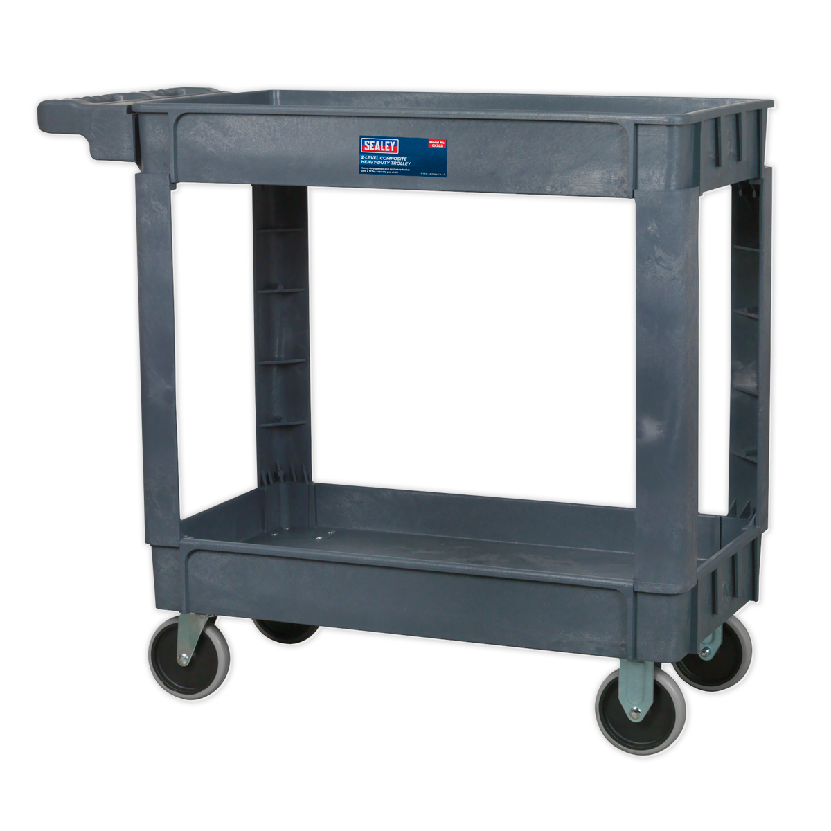 Sealey 2-Level Composite Heavy Duty Trolley With Four Large Rubber Wheels CX202