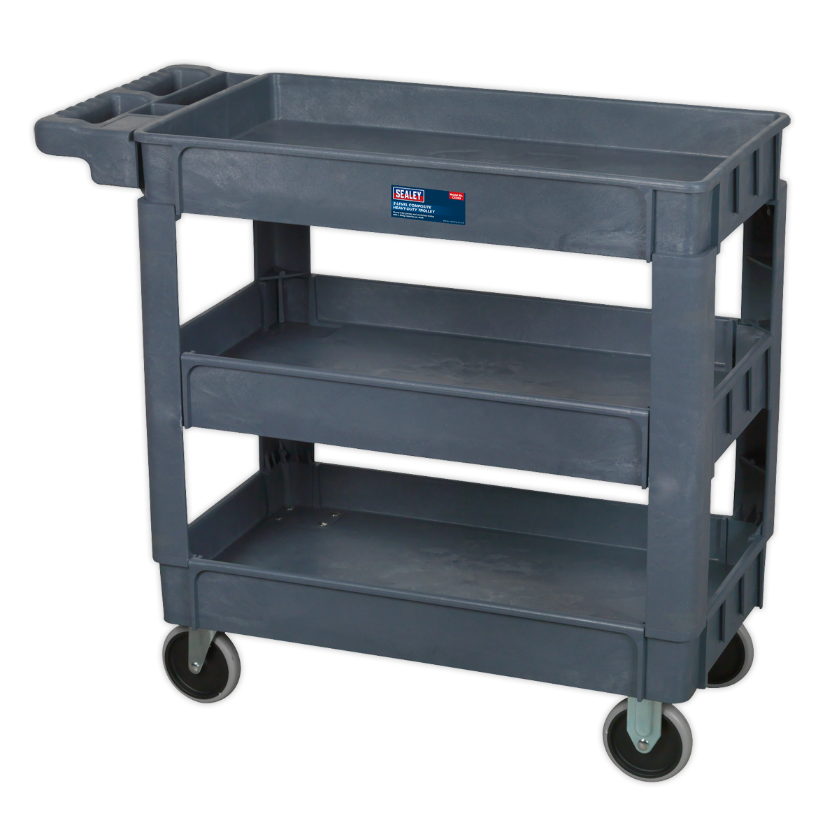 Sealey 3-Level Composite Heavy Duty Trolley With Four Large Rubber Wheels CX203