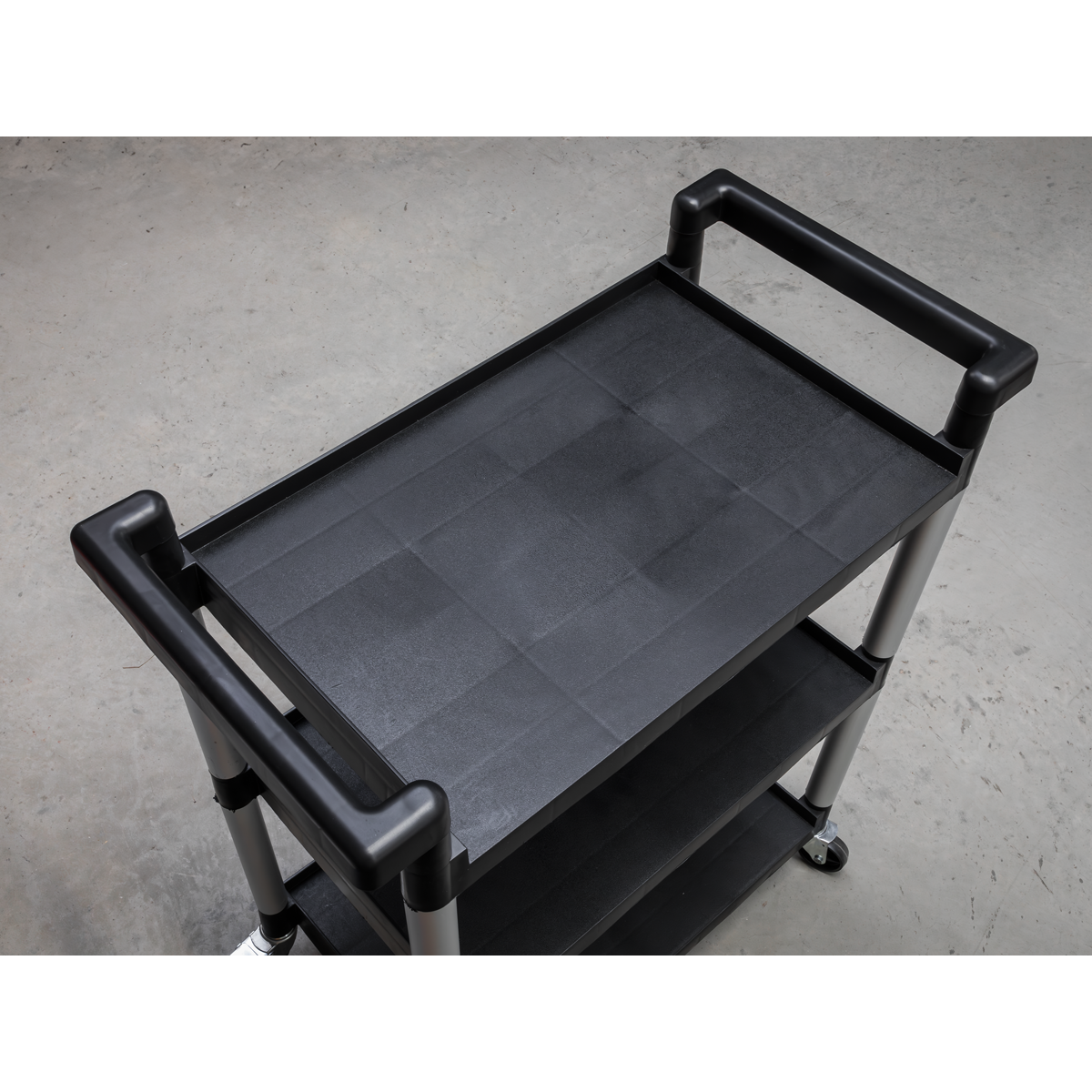 Sealey 3-Level Workshop Trolley With 30kg Capacity Per Shelf Black/Silver CX308