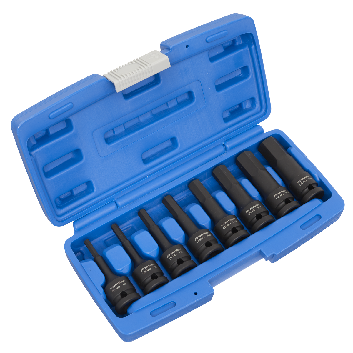 Sealey Impact Hex Key Set 8 Pieces 1/2" Square Drive Tool Kit Black AK5601