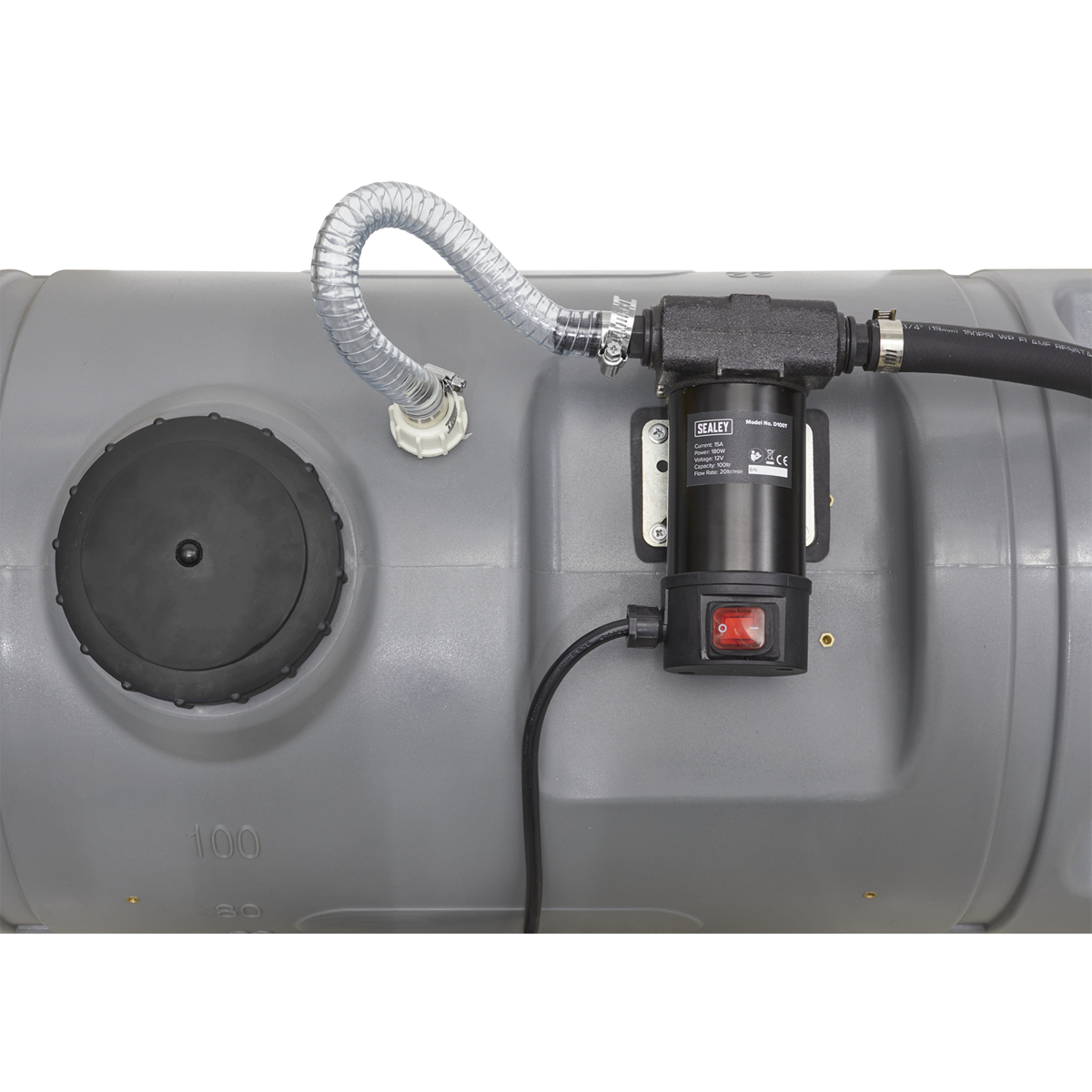 Sealey Portable Diesel Tank 100 Litres 12V Electric Pump 4m Delivery Hose D100T