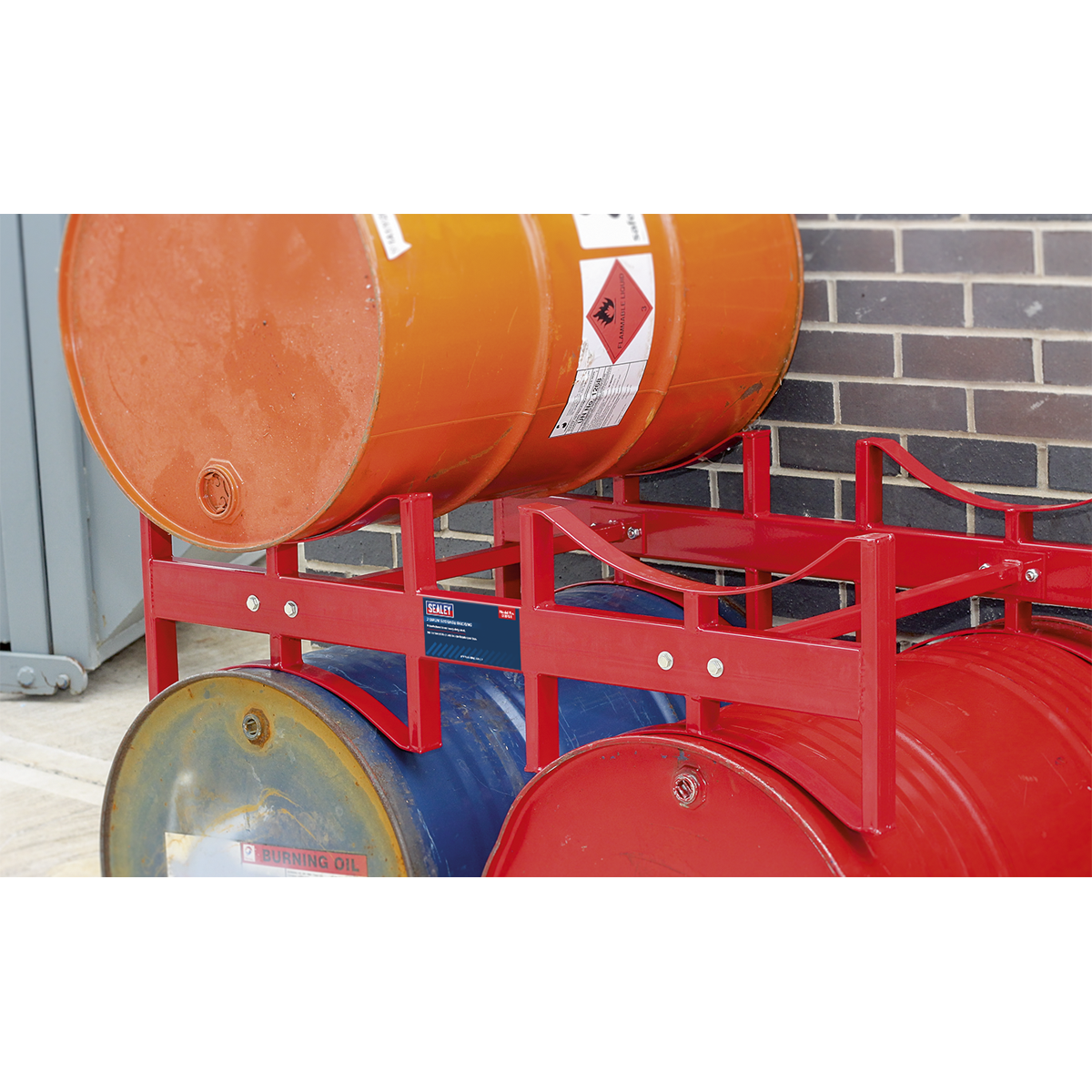 Sealey 2 Drum Storage Racking For 2 x 205 Litres Heavy Duty Steel - Red DRP34
